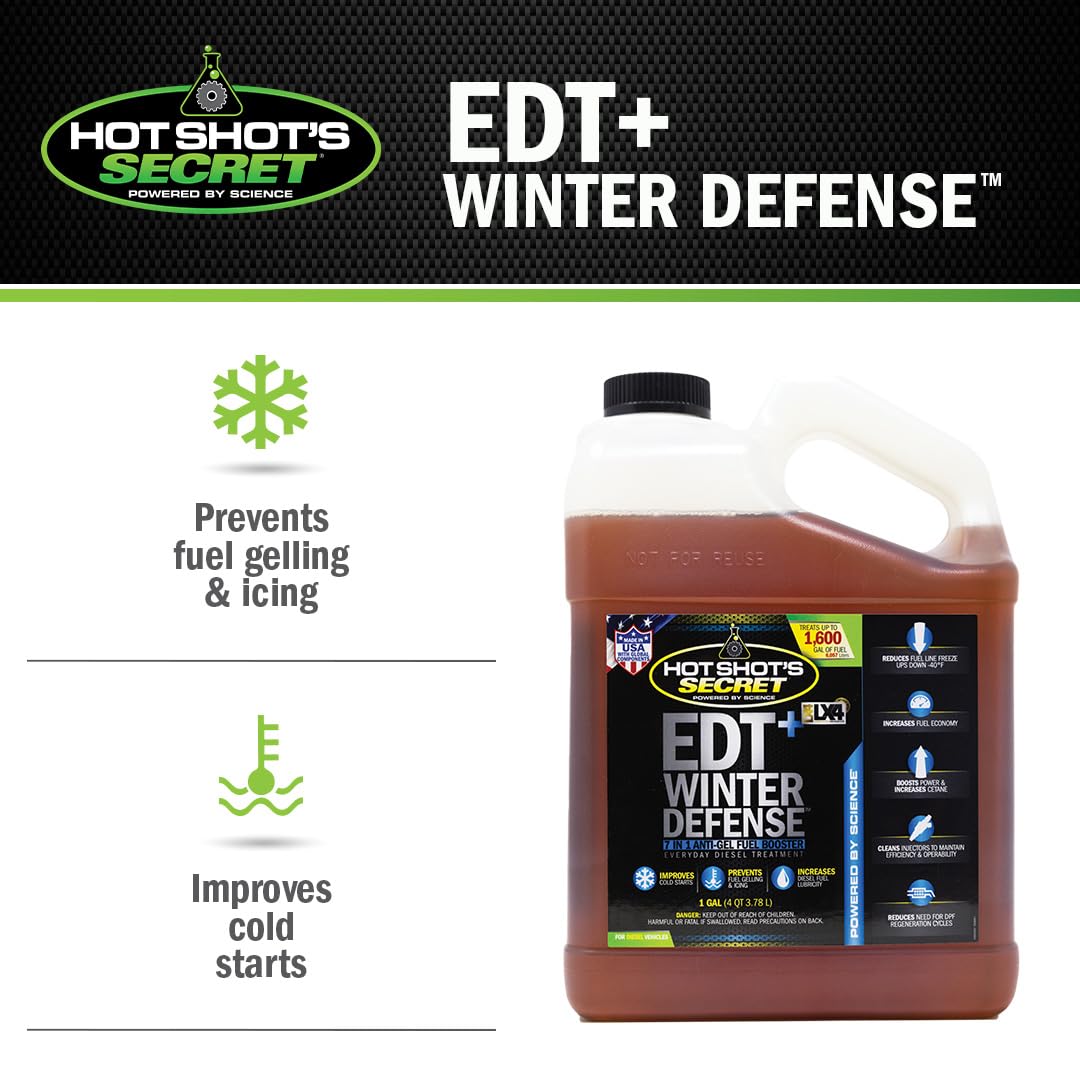 Hot Shot'S Secret Edt+ Winter Defense, 7-In-1 Anti-Gel 1 Gallon Diesel Fuel Additive - Prevents Gelling, Protects Diesel Fuel Sy