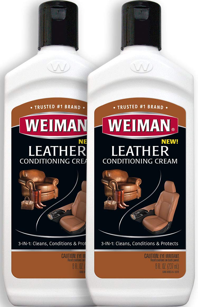 Weiman 3 In 1 Deep Leather Conditioner Cream (2 Pack) - Restores Leather Surfaces - Use On Leather Furniture, Car Seats, Shoes,