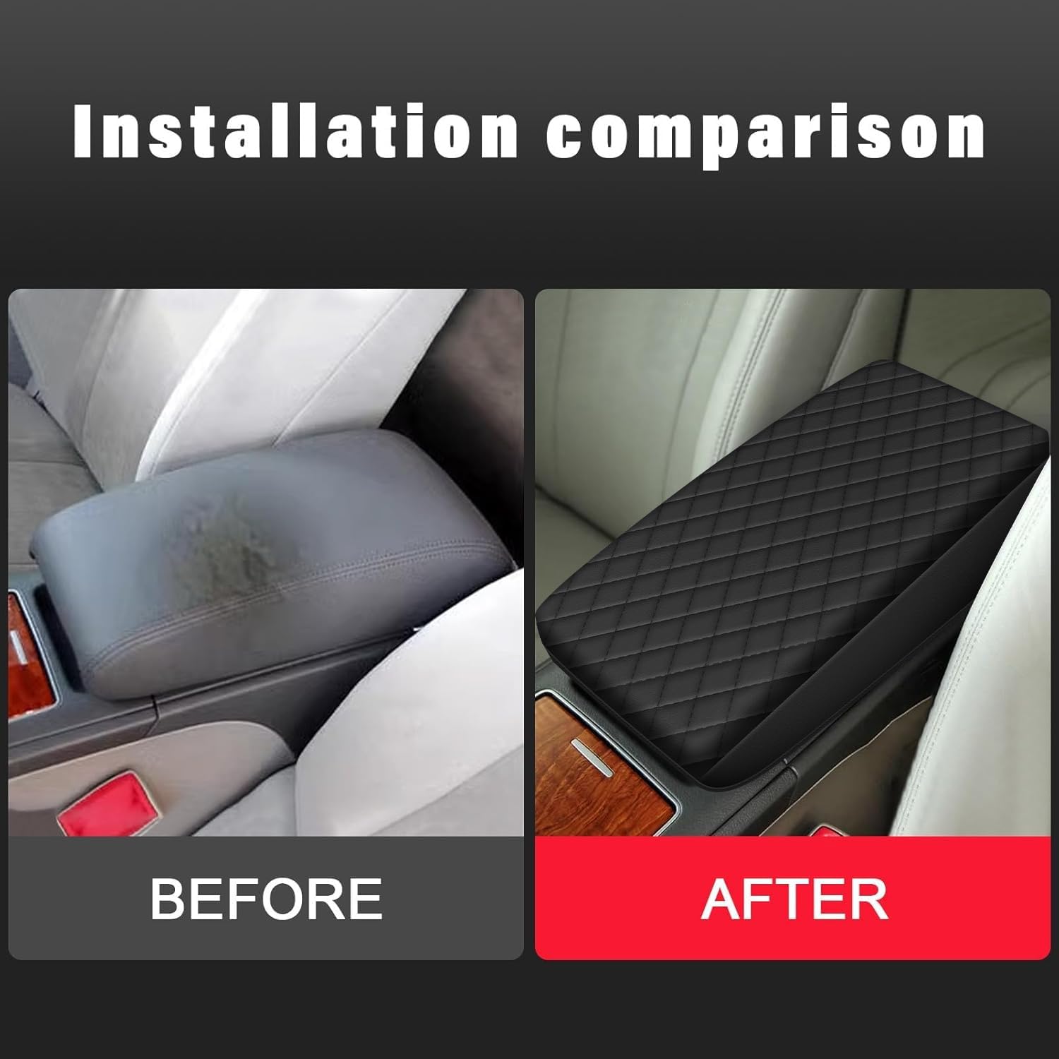 Aomsazto Heightening Armrest Pad For 2012-2017 Toyota Camry Black