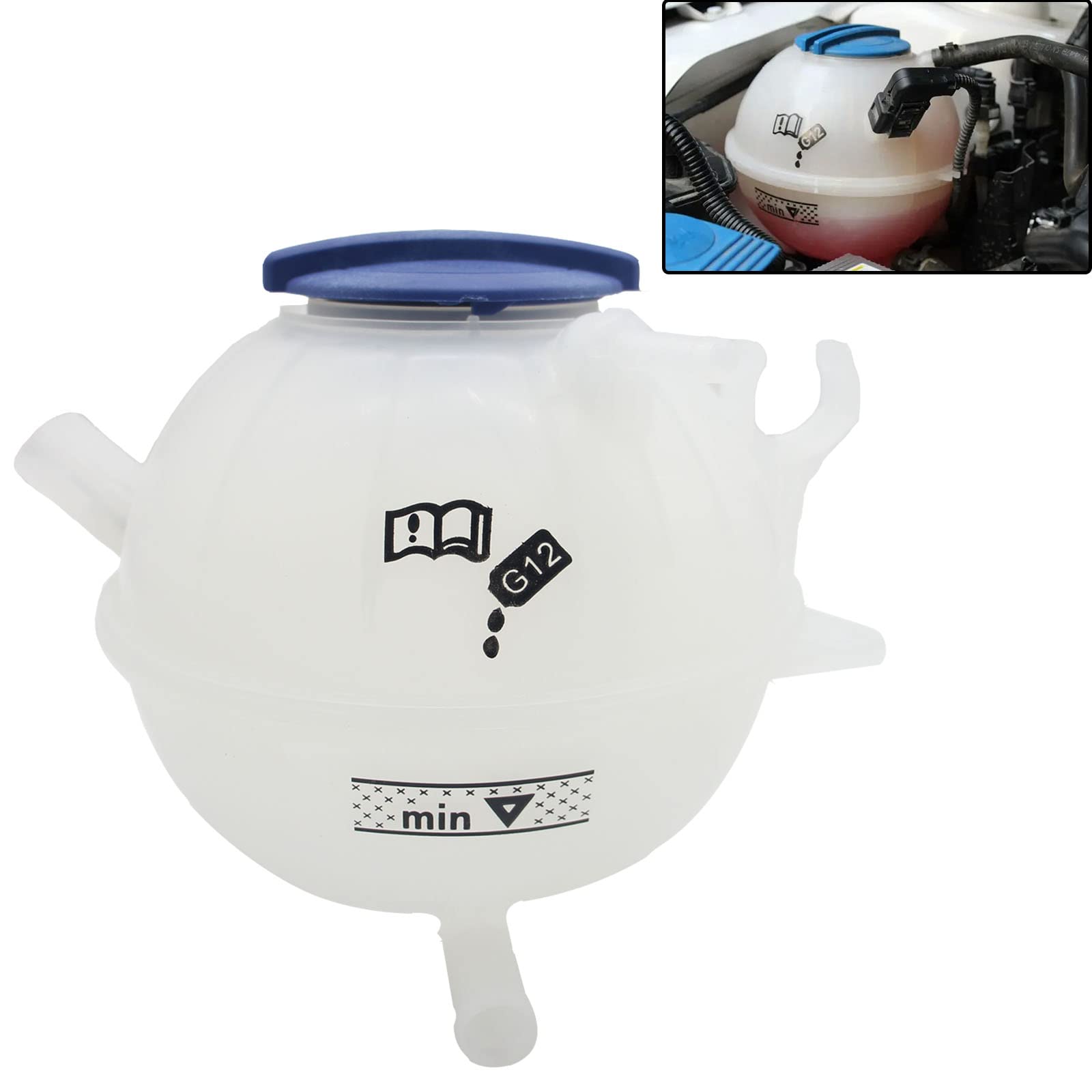 Zzcsz 603-253 1K0121407A Front Engine Coolant Reservoir Tank With Cap Compatible With 2006-2019 Audi A3 Q3 Rs3 Tt | 1993-2019 Volkswagen Beetle Cc Eos Golf Gti Jetta Passat R32 Rabbit Tiguan Vehicles