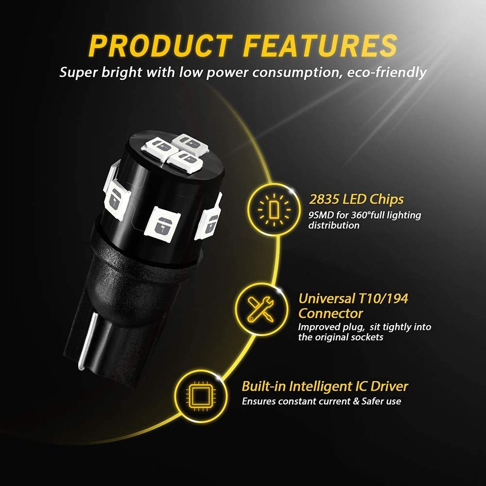 Auxlight T10 921 194 168 912 Led Bulbs Green 12-Pack, Super Bright 12 Volt Led Replacement For Rv Camper Trailer Boat Trunk Inte