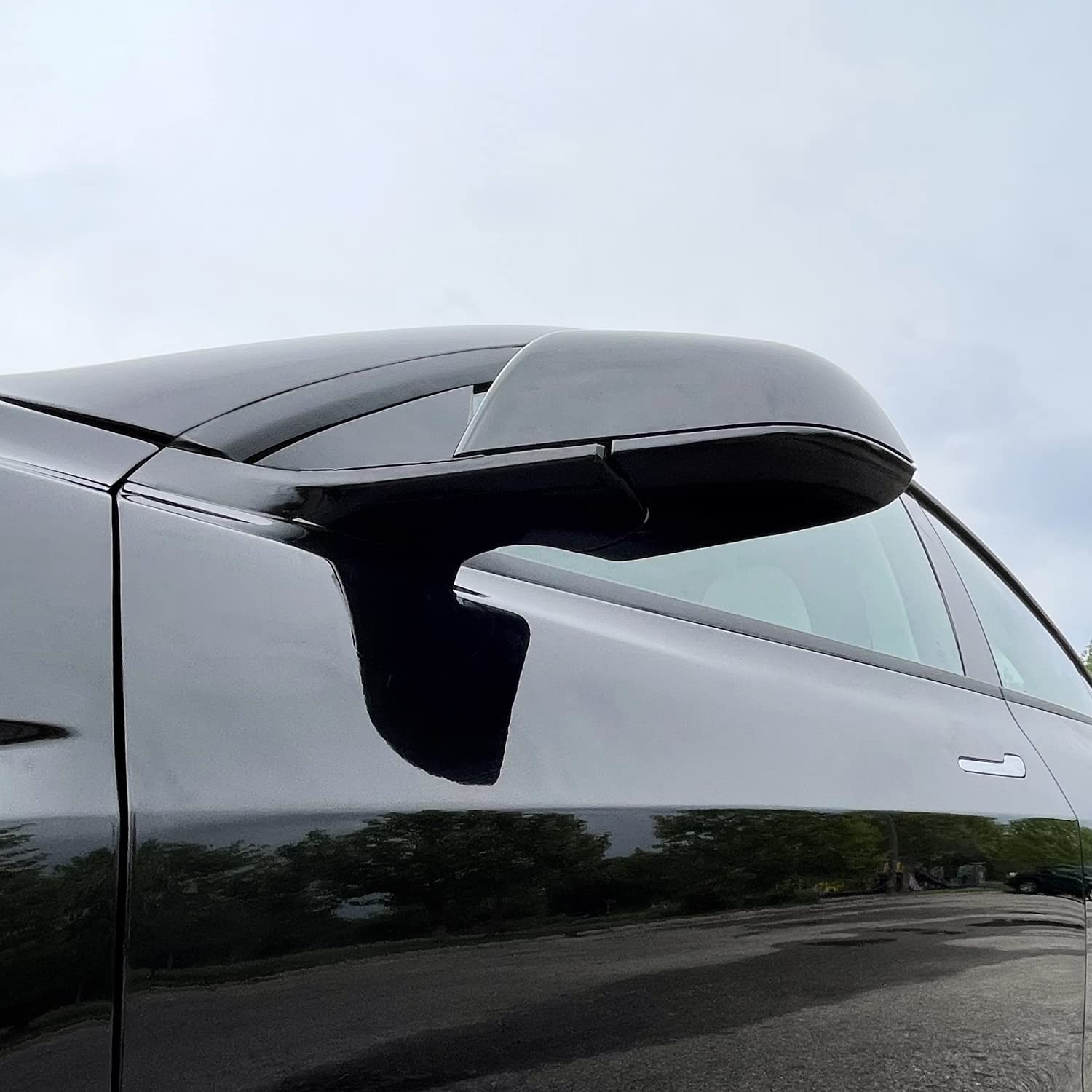 Slickmod Chrome Delete Blackout Vinyl Overlay For Tesla Model 3 (3. Mirror Trim, Gloss Black)