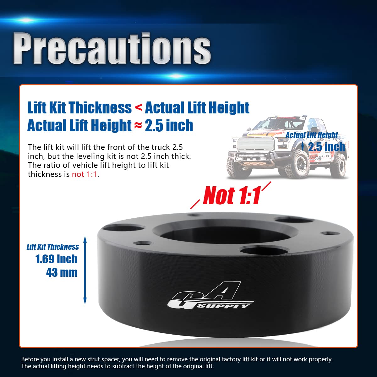 Gasupply 2.5'' Front Leveling Lift Kits, Compatible With 2007-2024 Chevy Gmc Silverado Sierr 1500 2Wd 4Wd, 2.5 Inch Raise Strut
