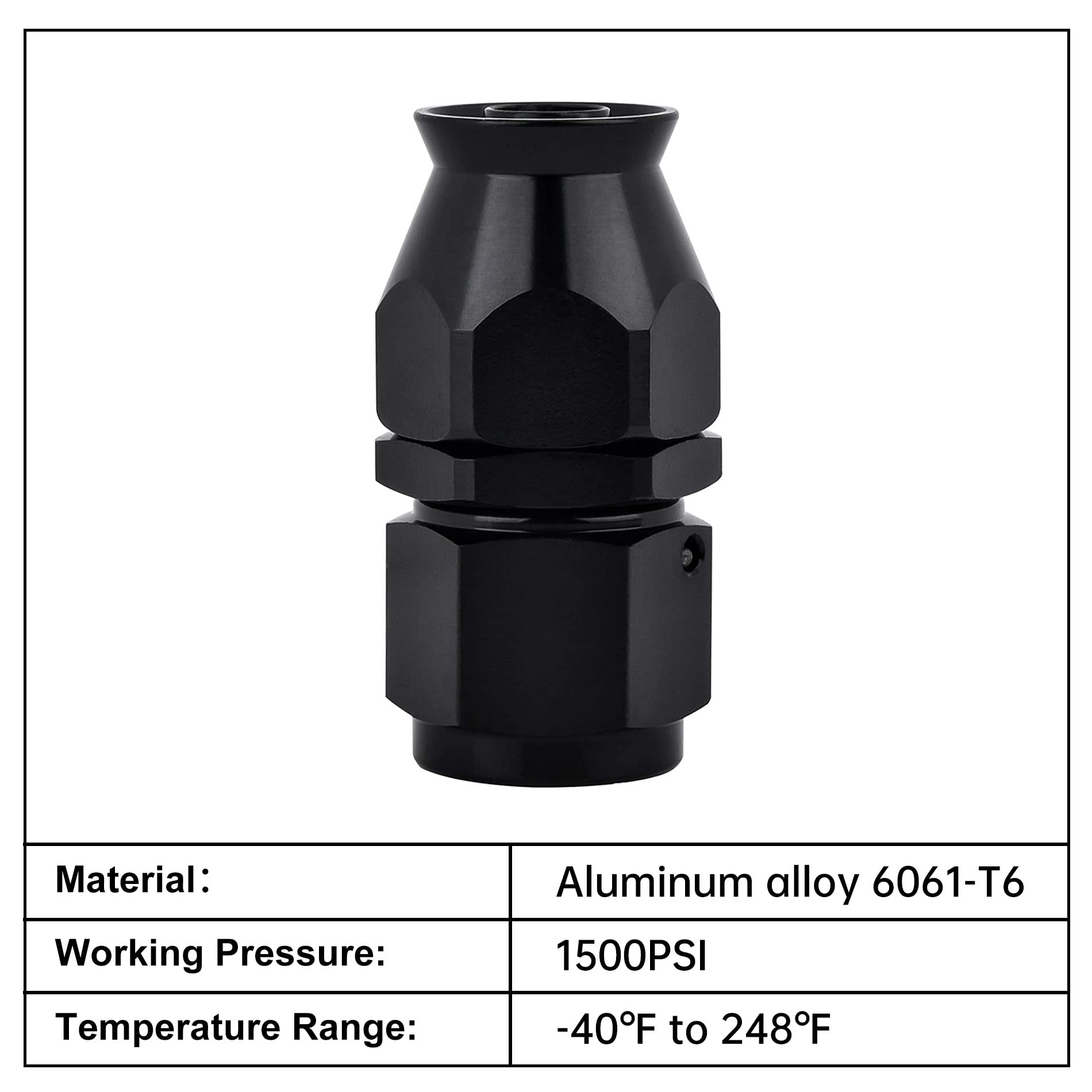 Evil Energy 10An Ptfe Hose End Fitting Straight Black For Ptfe Hose Only 2Pcs