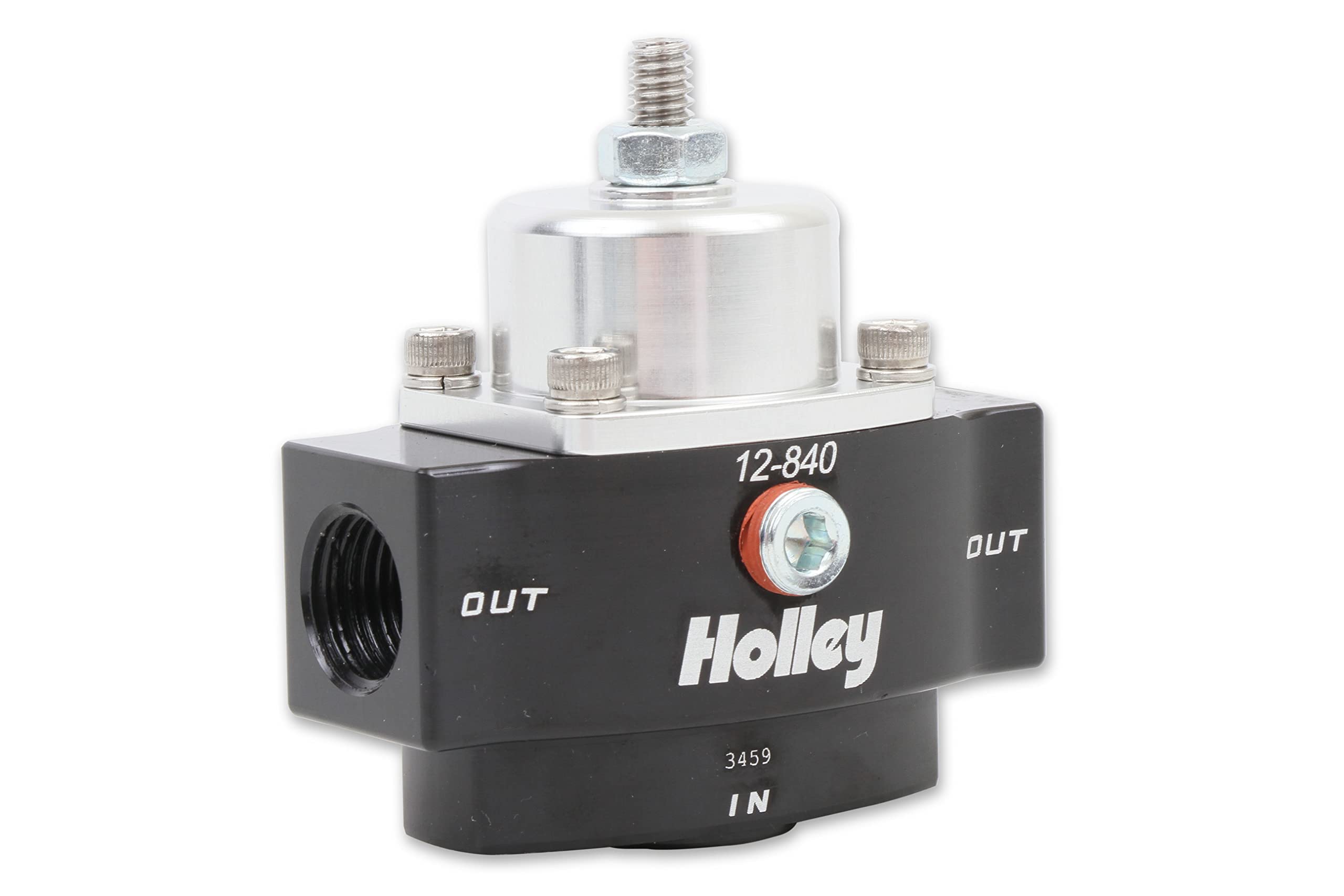 Holley 12-840 4.5-9 Psi Adjustable Billet Fuel Pressure Regulator With 3/8 Ntp Ports,Black Anodized