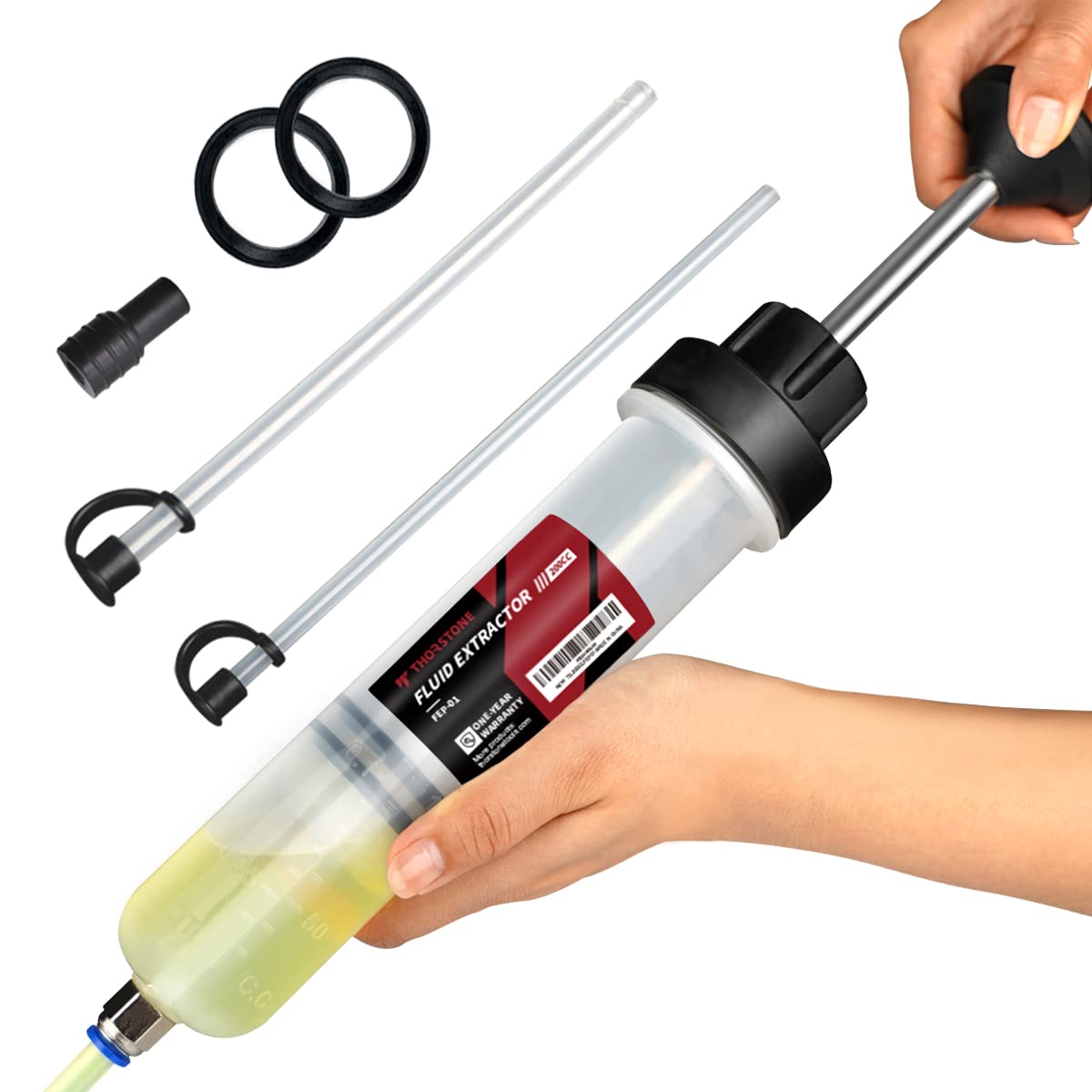 Thorstone Automotive Fluid Extractor Pump, Oil Change Syringe With Hose, Manual Fuel Suction & Filler, Fluid Oil Change Evacuator (7 Oz./0.21 Qt./200 Cc)