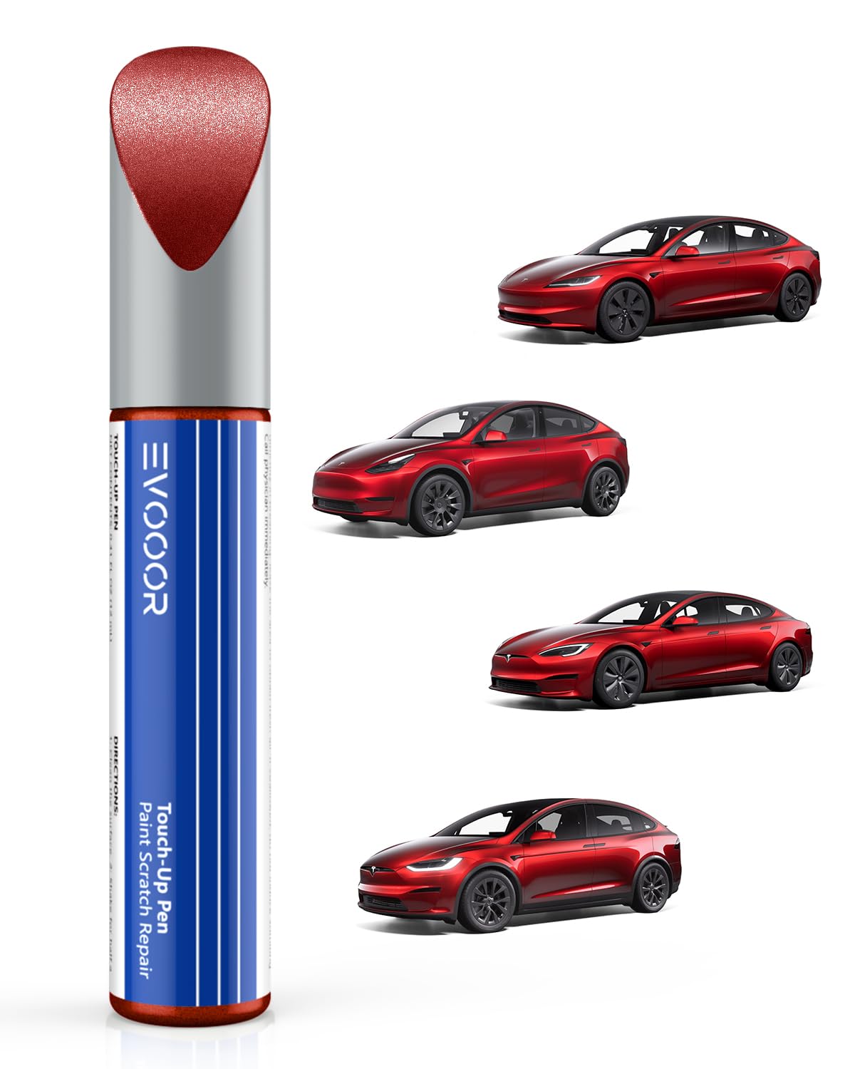 Evooor For Tesla Touch Up Paint - Diy Scratches Repair With Color-Matched For Model 3/Y/S/X (Ultra Red (Pr01))