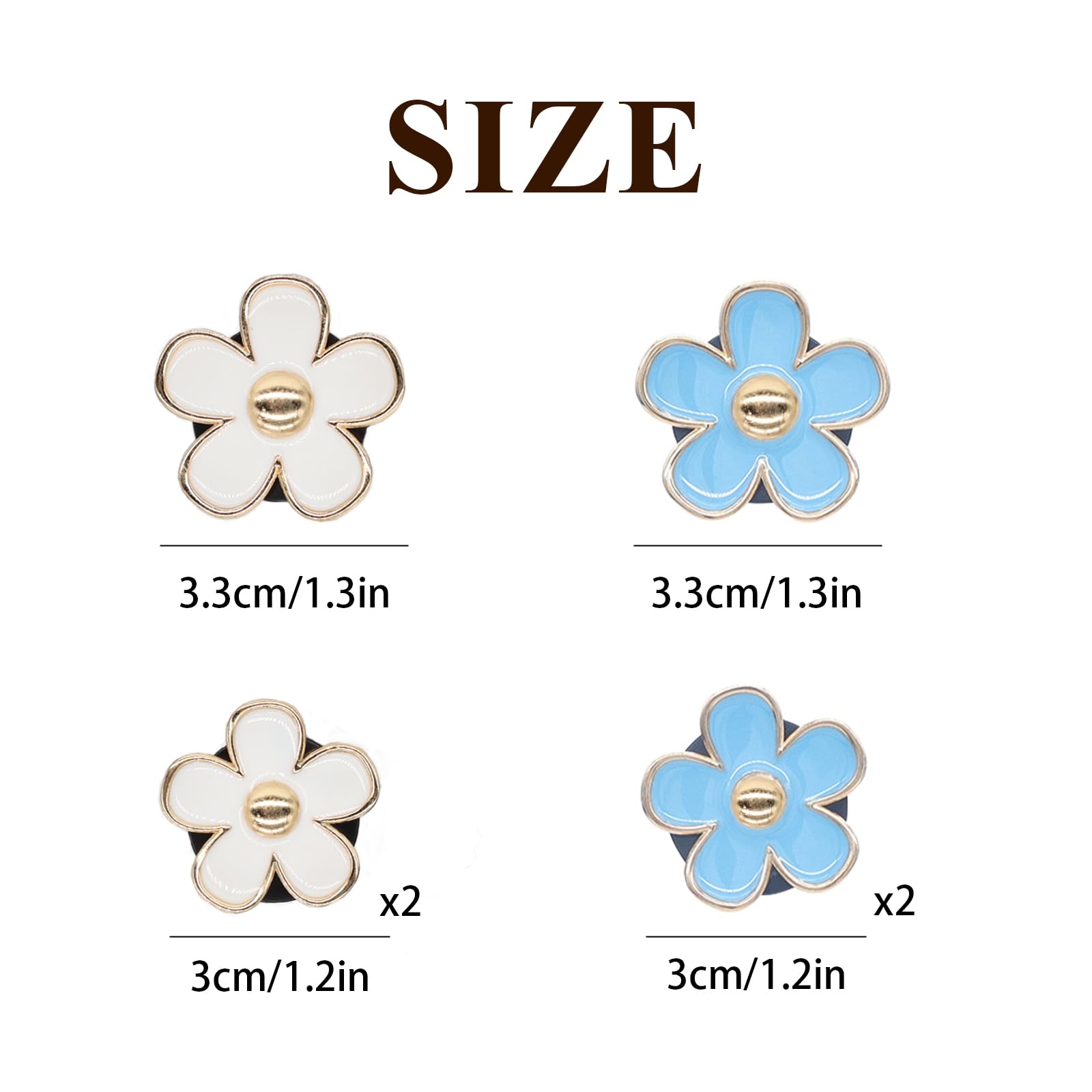 ORIESSE 6pcs Car Air Freshener Clips - Blue & White Daisy, 3.3cm/3cm, Refillable Vent Decor for Women, Model ORICVABIRD