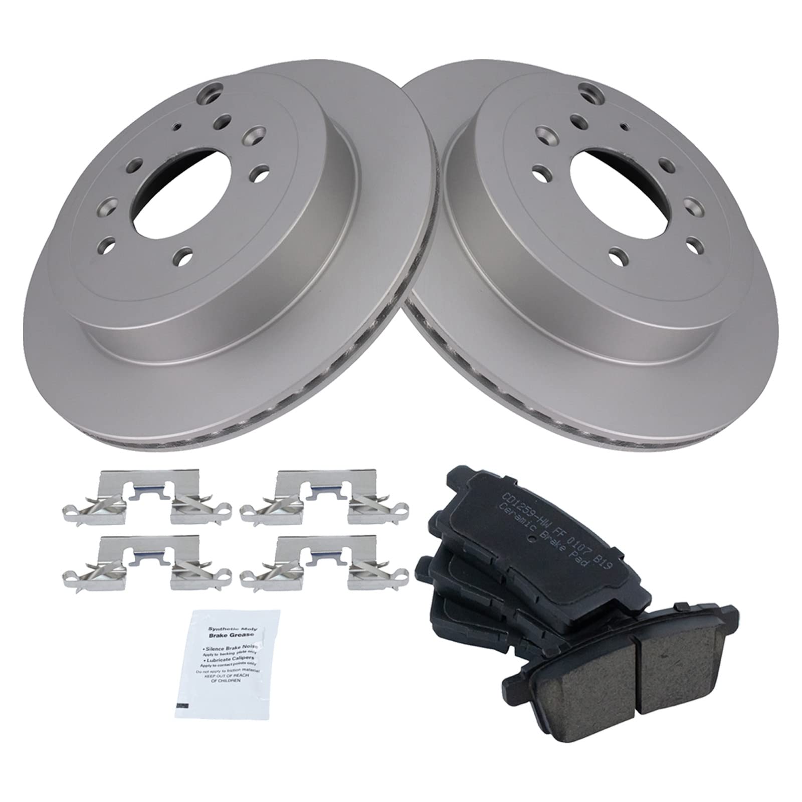 Trq Rear Brake Pad & Rotor Kit Brake Pads Brake Rotor Ceramic Premium G-Coated Compatible With 2007-2012 Mazda Cx-7