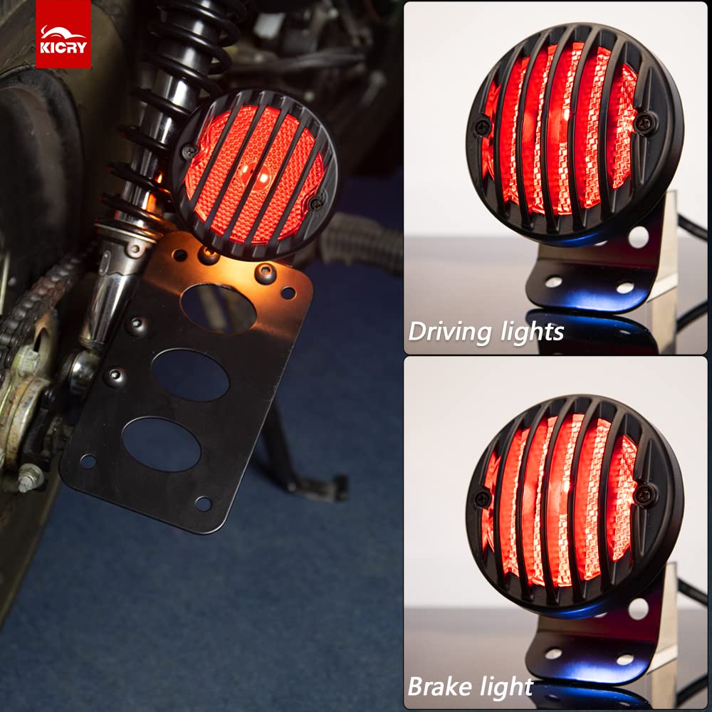 Motorcycle Tail Lights Chopper Side Mount Taillight LED Brake License Plate Light Compatible for Harley Bobber Cafe Racer Cruise