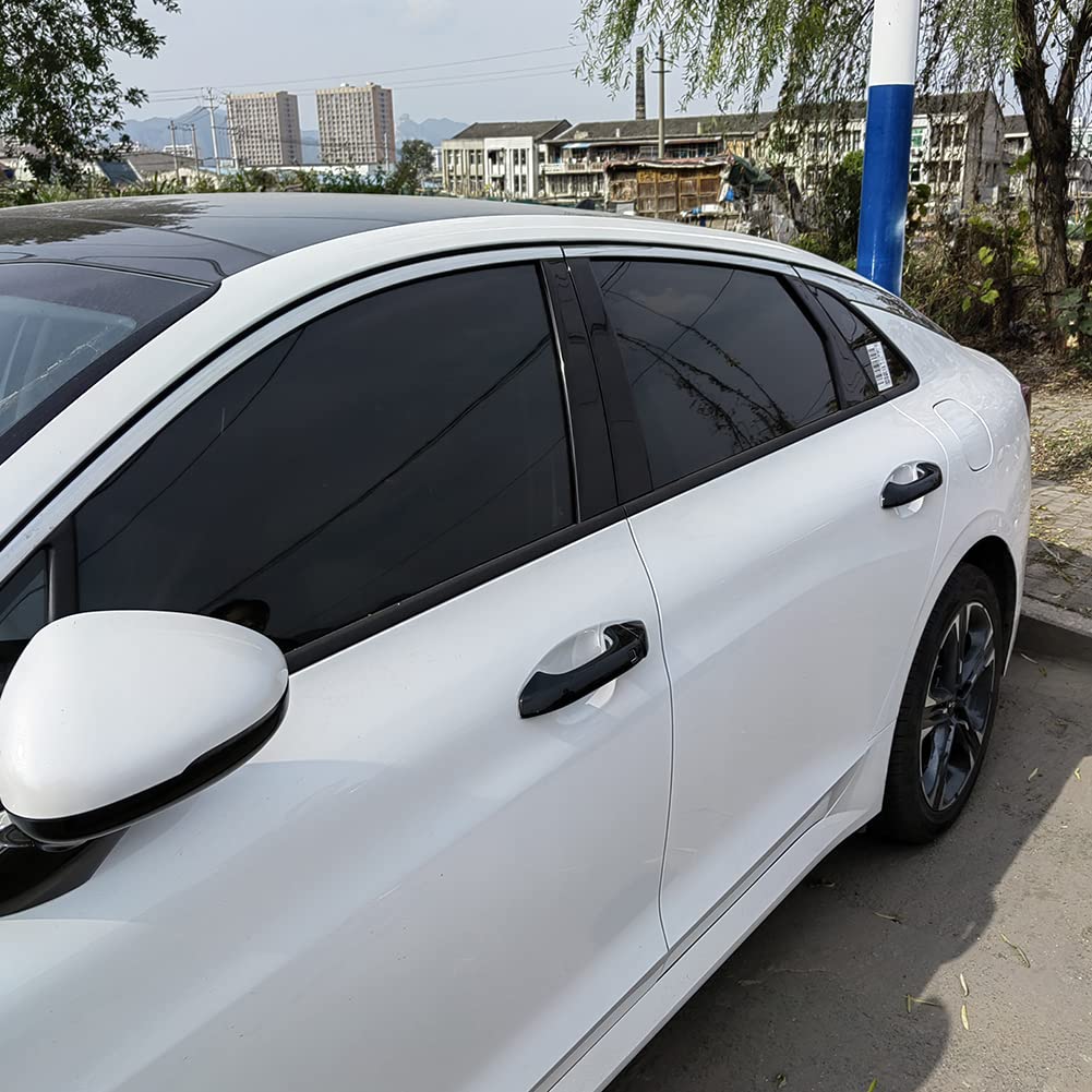 AOKIO Door Handle Cover Trim for Kia K5 2020-2025, Glossy Black ABS with Smart Keyhole