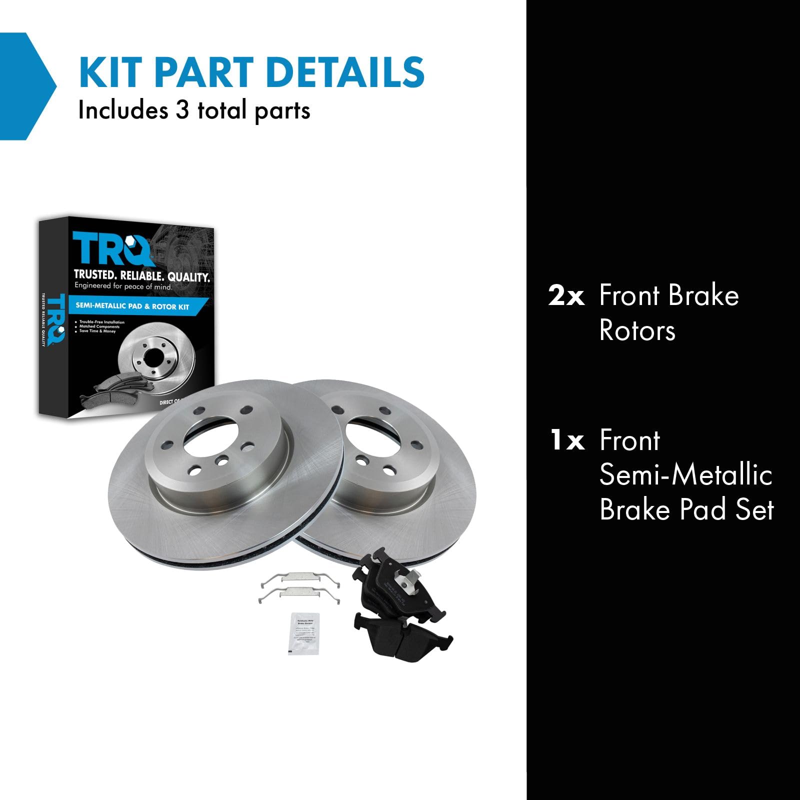 Trq Front Brake Pad & Rotor Kit Brake Pads Brake Rotor Semi-Metallic Compatible With 2004-2010 Bmw X3
