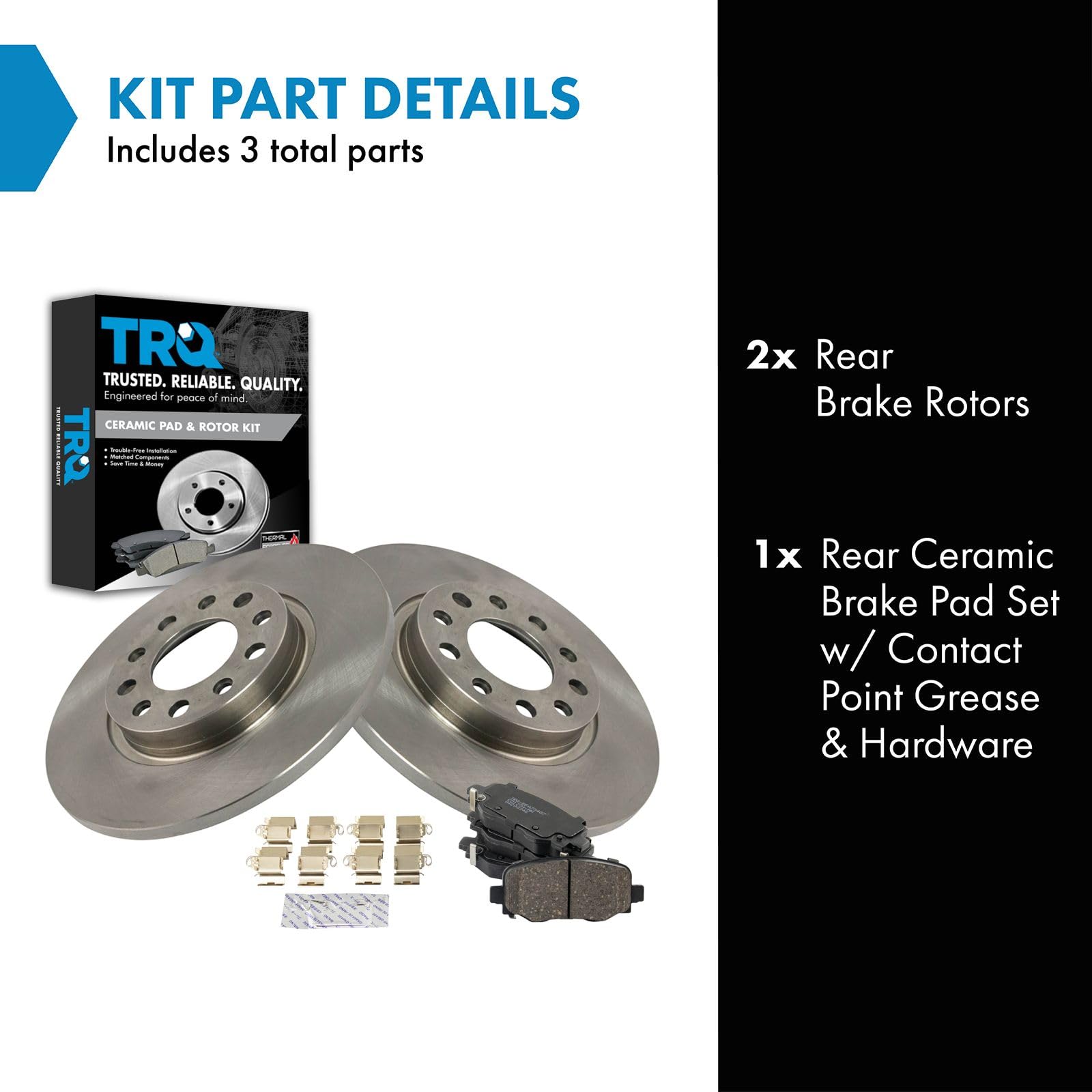 TRQ Rear Brake Pad & Rotor Kit Brake Pads Brake Rotor Ceramic Compatible with 2015-2017 Chrysler 200 2014-2021 Jeep Cherokee