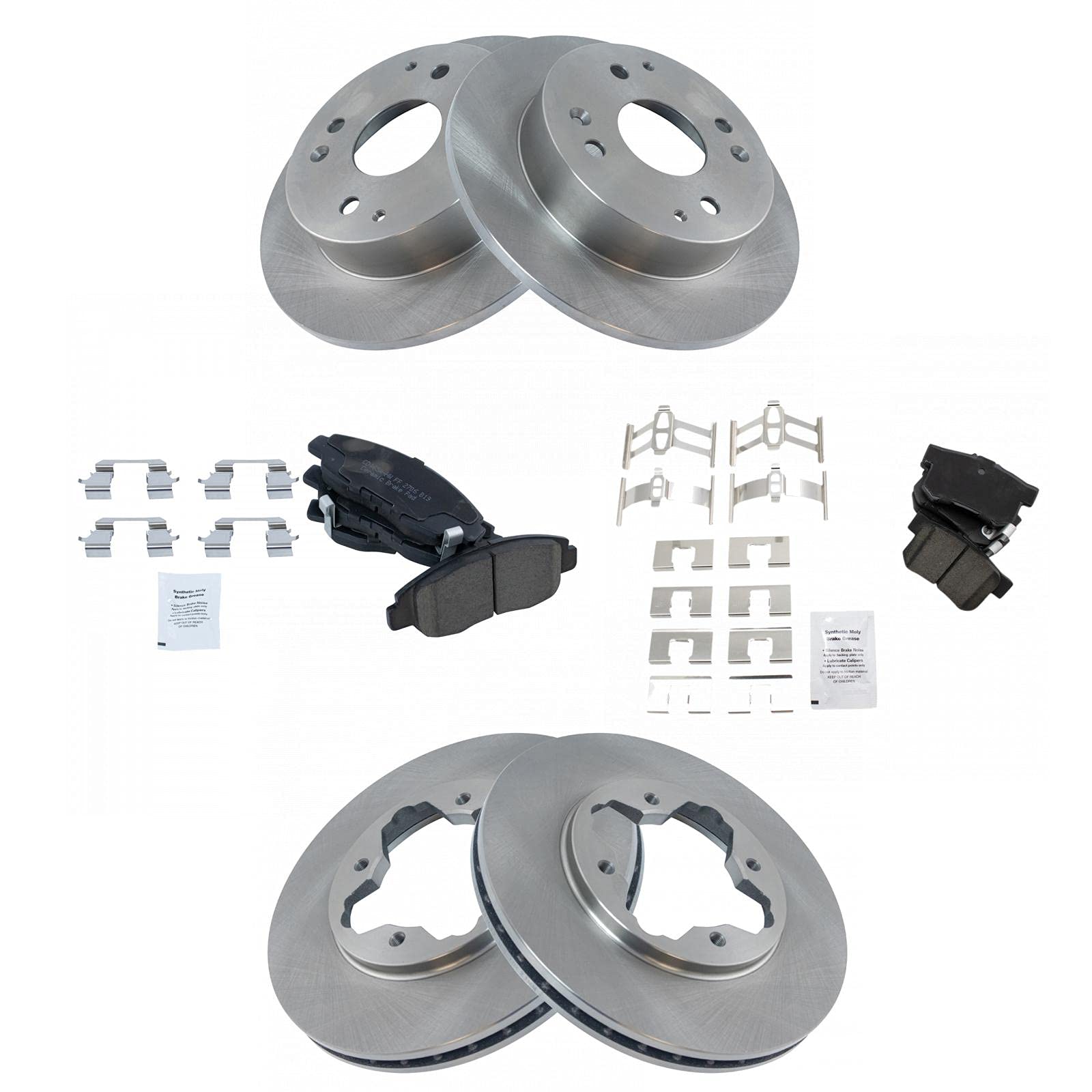Trq Front And Rear Brake Pad & Rotor Kit Brake Pads Brake Rotor Ceramic Compatible With 1997 Acura Cl 1993-1997 Honda Accord