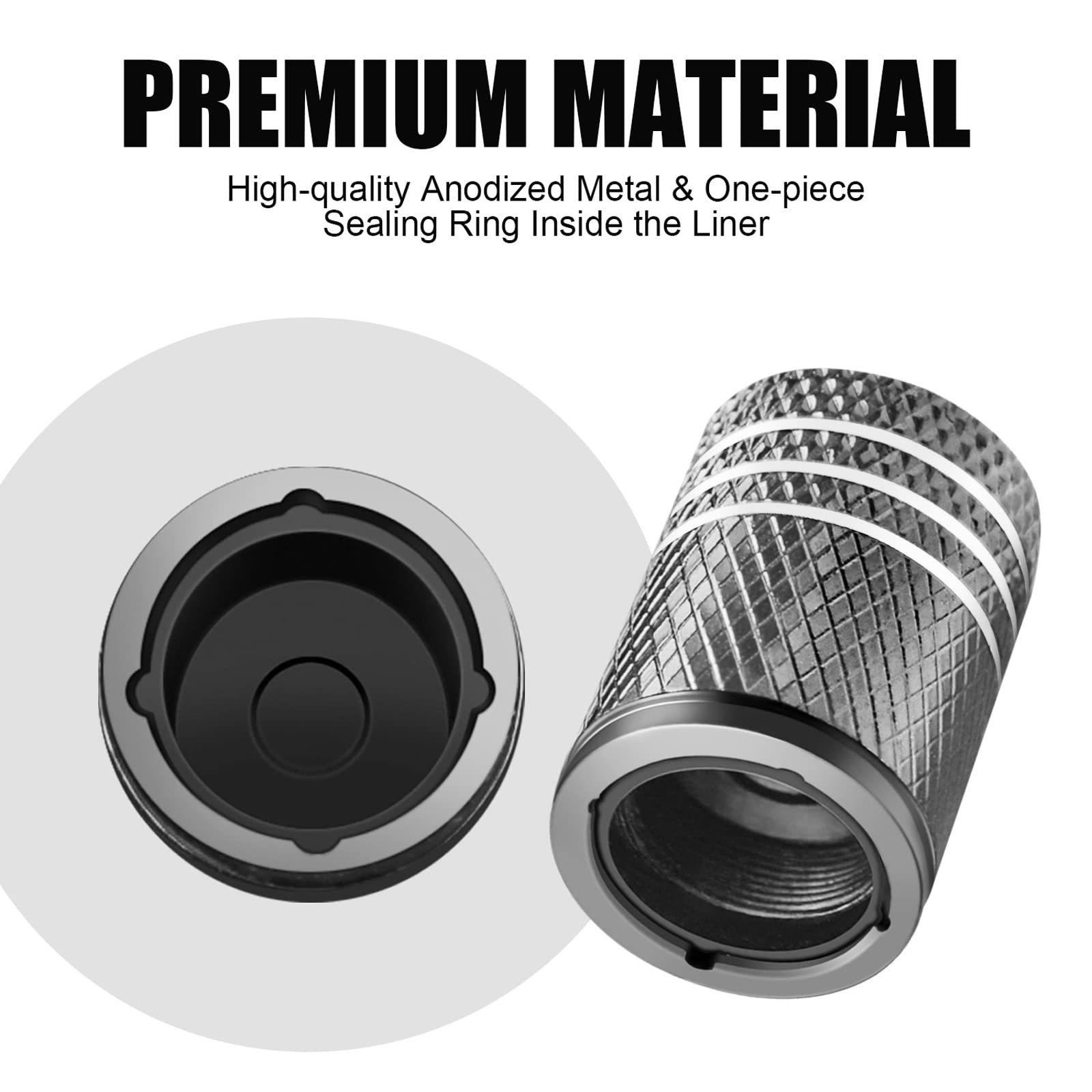 Tire Valve Stem Caps For Car Tire Cap 5 Pack Corrosion Resistant Leak-Proof Premium Alloy Universal Fit For Car Bike Truck Motorcycle Grey