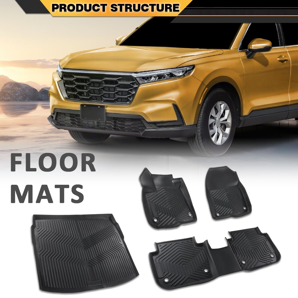 G-PLUS TPE 4PCS Floor Mats Cargo Liners Compatible with Honda CR-V CRV (Include Hybrid) 2023 2024 2025 All Weather Full Cover Pr