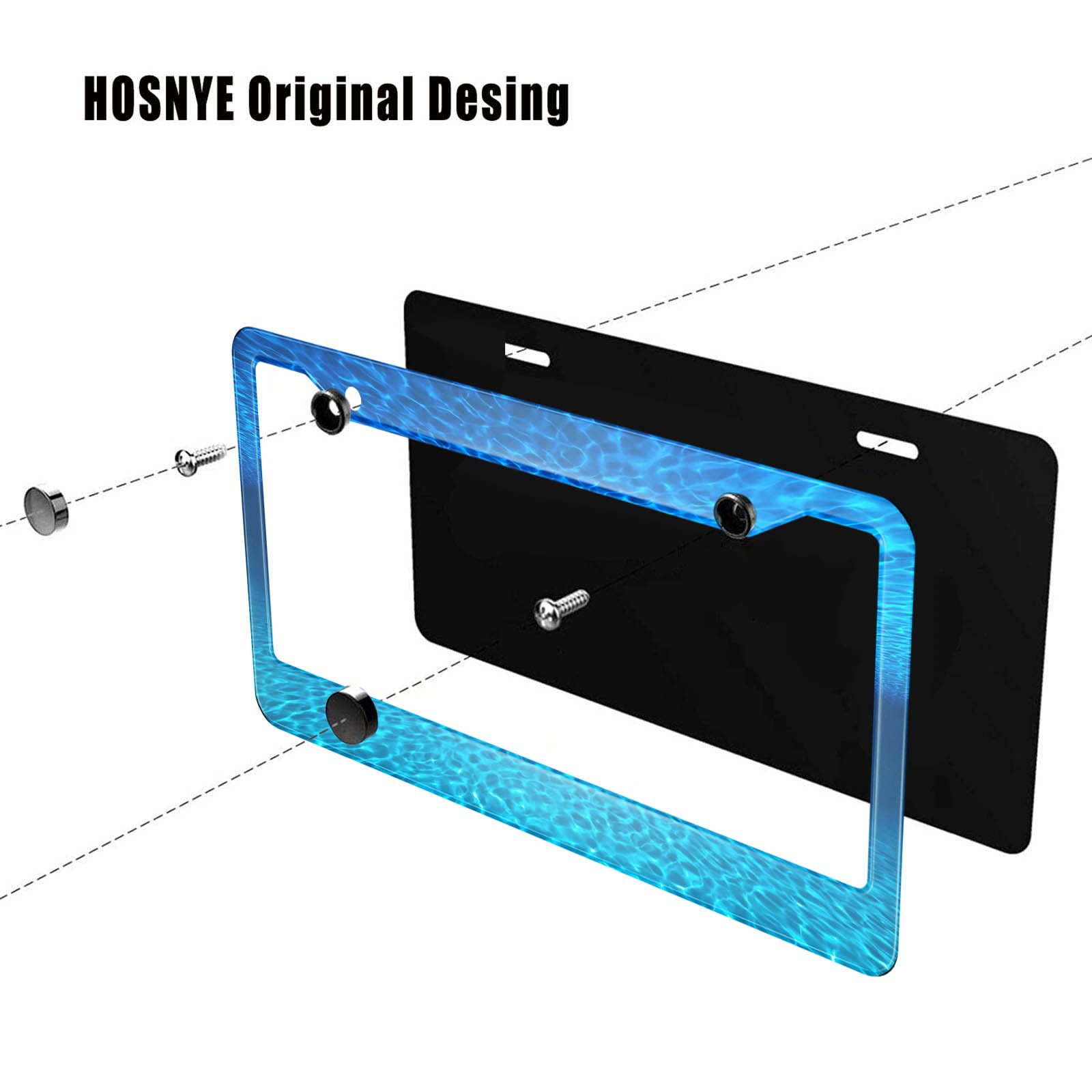 HOSNYE Underwater License Plate Frame Ocean Bottom and Surface Deep Sea Metal License Plate Cover Front Plates Frames Car Tag Fr