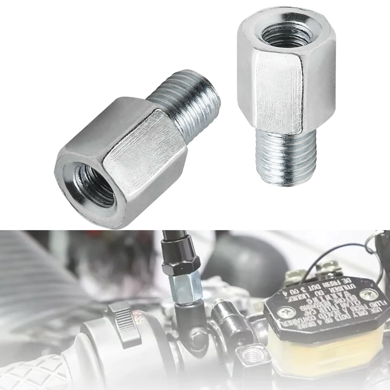 FLYPIG Universal Motorcycle rear Mirror Adapters Thread - 10mm Male to 8mm Female clockwise threaded for Motorcycle ATV Scooter