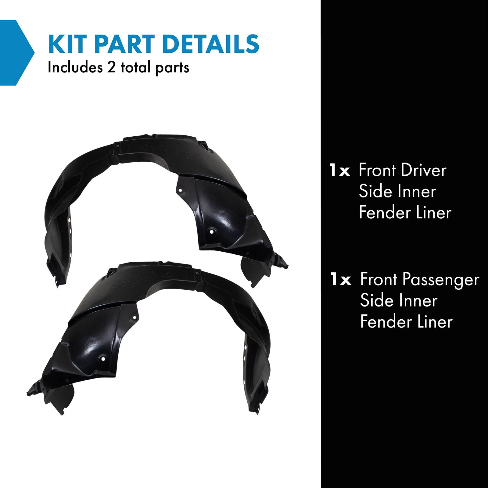 Trq Front Inner Fender Liner Set Compatible With 2005-2010 Kia Sportage Ki1250113 Ki1251112
