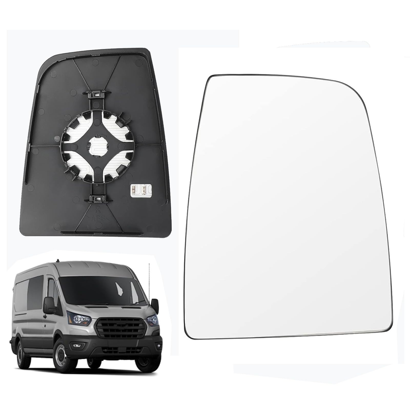 Lhcdqskcw Compatible With 2015-Up Ford Transit T150 T250 T350 Passenger Right Side Heated Mirror Glass, Upper Glass With Backing