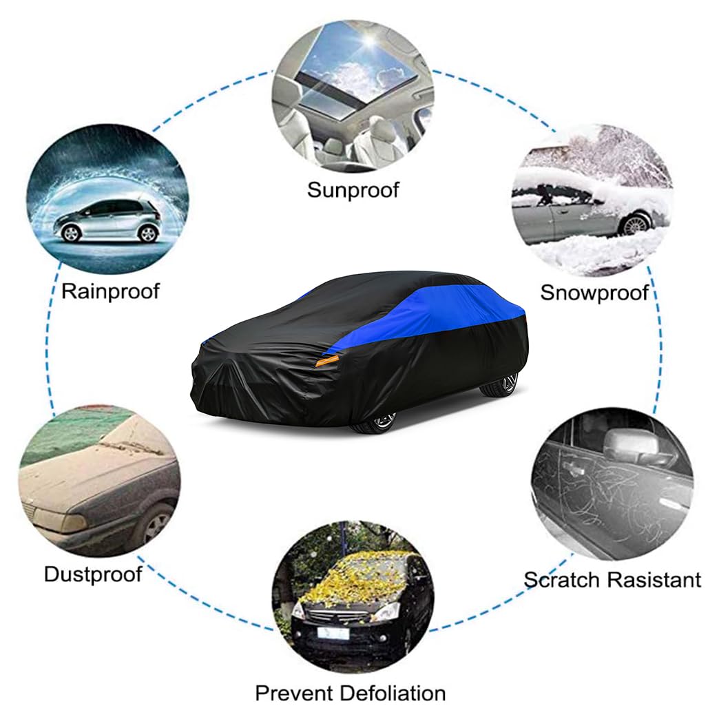 Gunhyi Car Cover For Automobiles All Weather Waterproof, Universal Fit Sedan Buick Roadmaster/Riviera, Chevrolet Caprice, Ford C