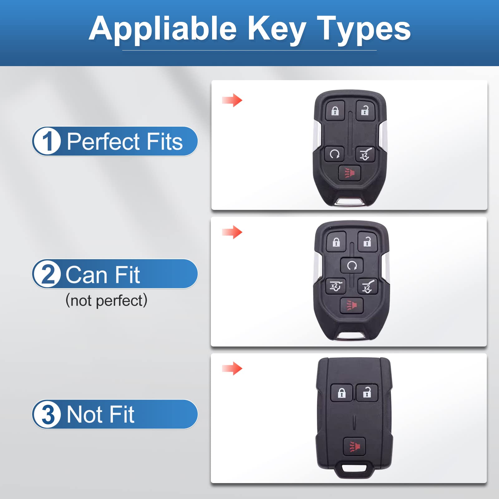 Yo&Yoye For Gmc Key Fob Cover With Keychain, Tpu Key Case Fit For 2019 2020 2021 2022 Chevy Silverado Gmc Sierra 1500 2500Hd 3500Hd Terrain Acadia Smart Key Protector Shell 5 Buttons