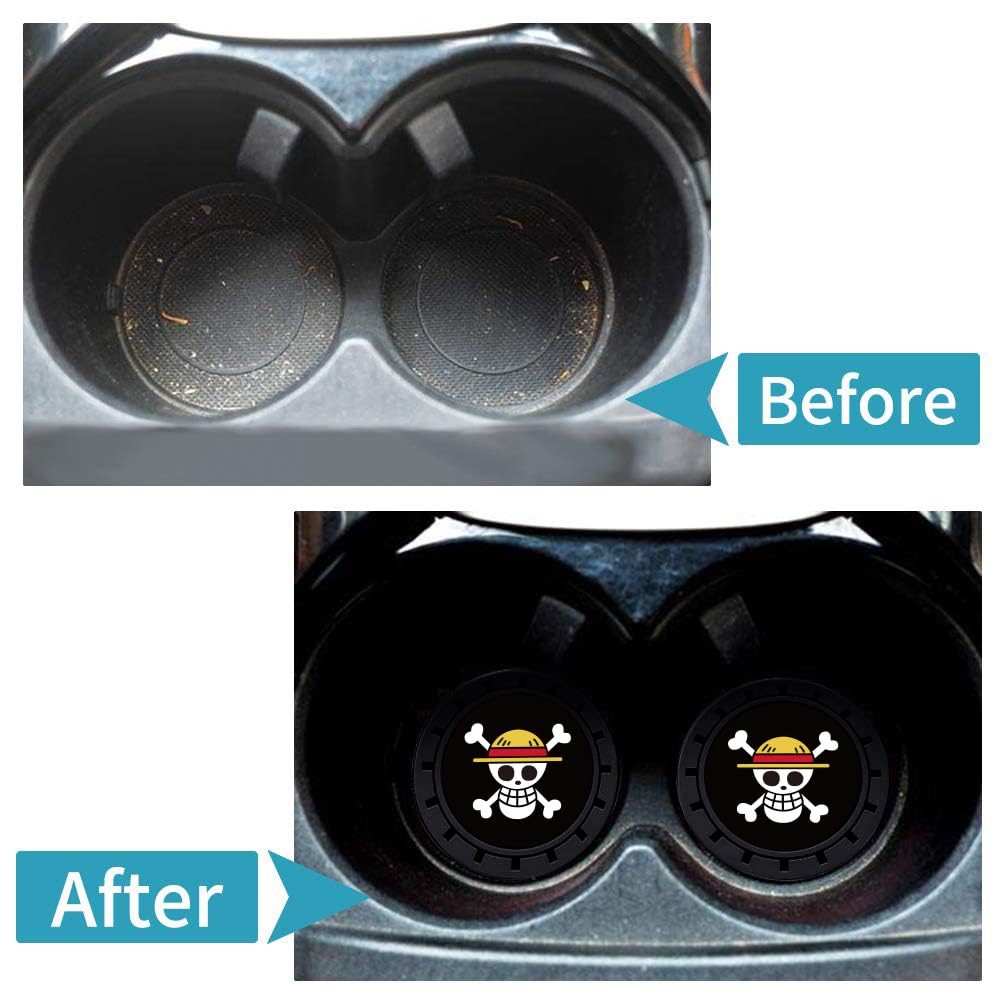 One Piece Anime Car Cup Holder Coaster,Auto Cup Holder Insert Coaster For One Piece Merch, Non-Slip Car Drink Holder Coaster, Ca