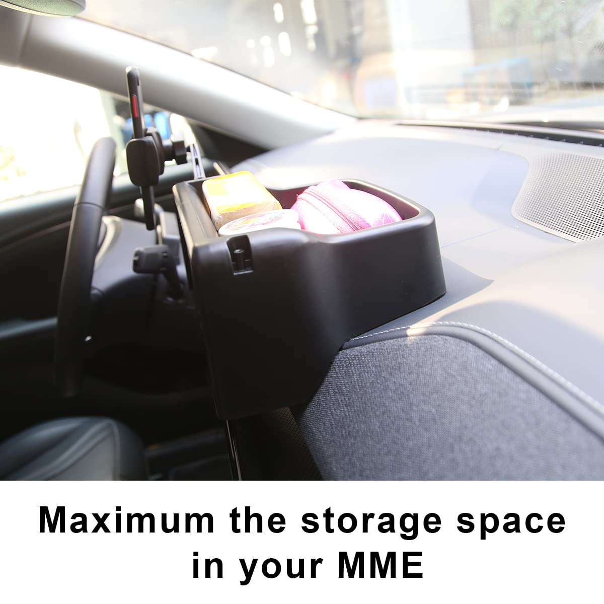 Bestevmod Center Console Dash Storage Box Tray Compatible With Mustang Mach-E Mach E 2021 2022 2023 2024 Interior Accessories 360 Degree Rotatable Phone Holder Dashboard Organizer