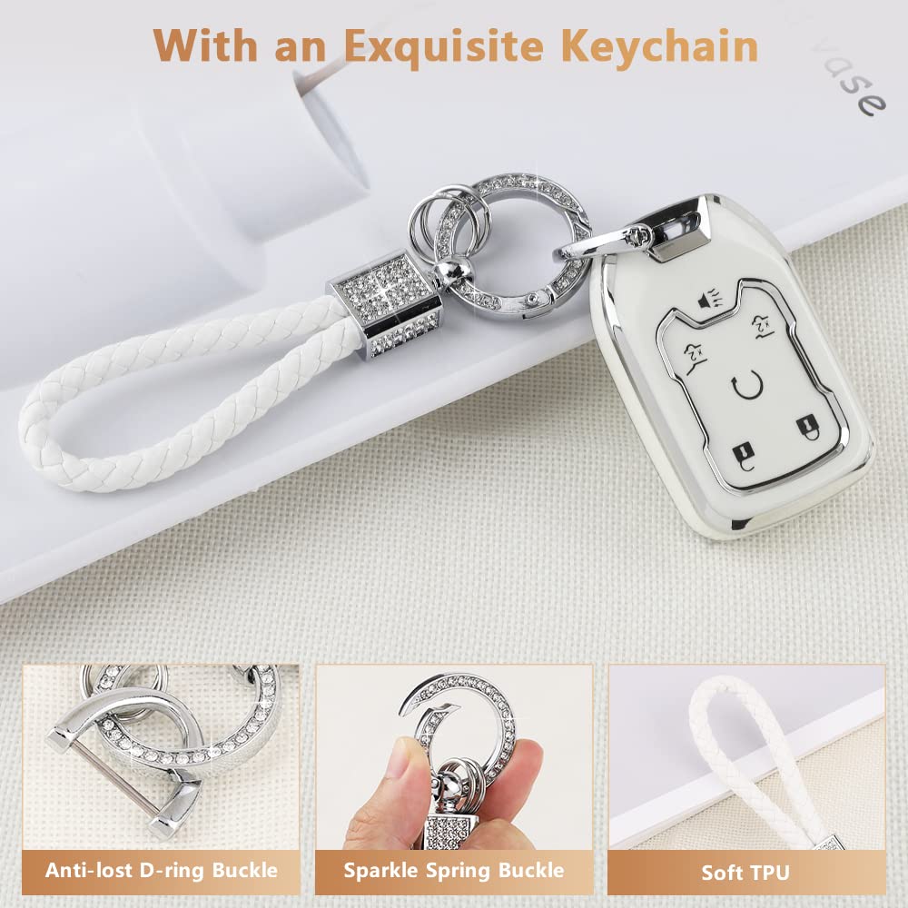 Pifoog Key Cover For Chevy Tpu Soft Car Keys Shell Protector With Glittering Car Keychain Accessories For Chevrolet Suburban Tah