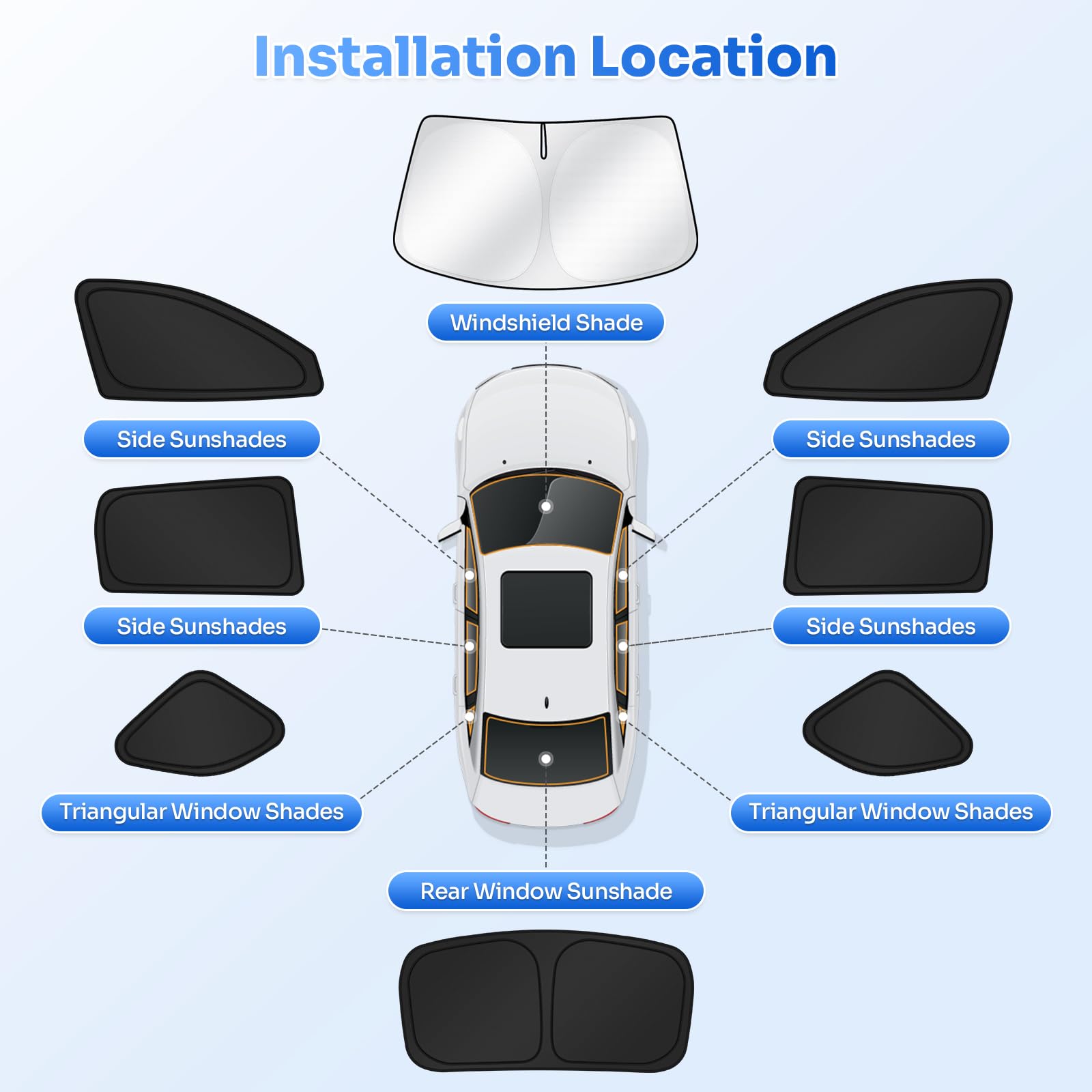 Canvcle Sunshades For Jeep Cherokee 2014-2023 (Not For Jeep Grand Cherokee) Windshield Sun Shade Side Rear Window Shade Cover Su