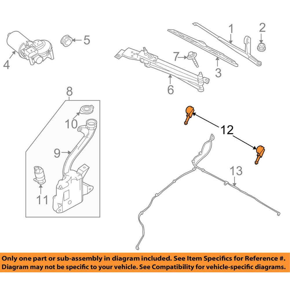Ensun 2x Front Hood Windshield Washer Nozzle Water Sprayer Jet replacement for 2008-2011 Ford Focus, 2007-2010 Ford Edge, 2007-2