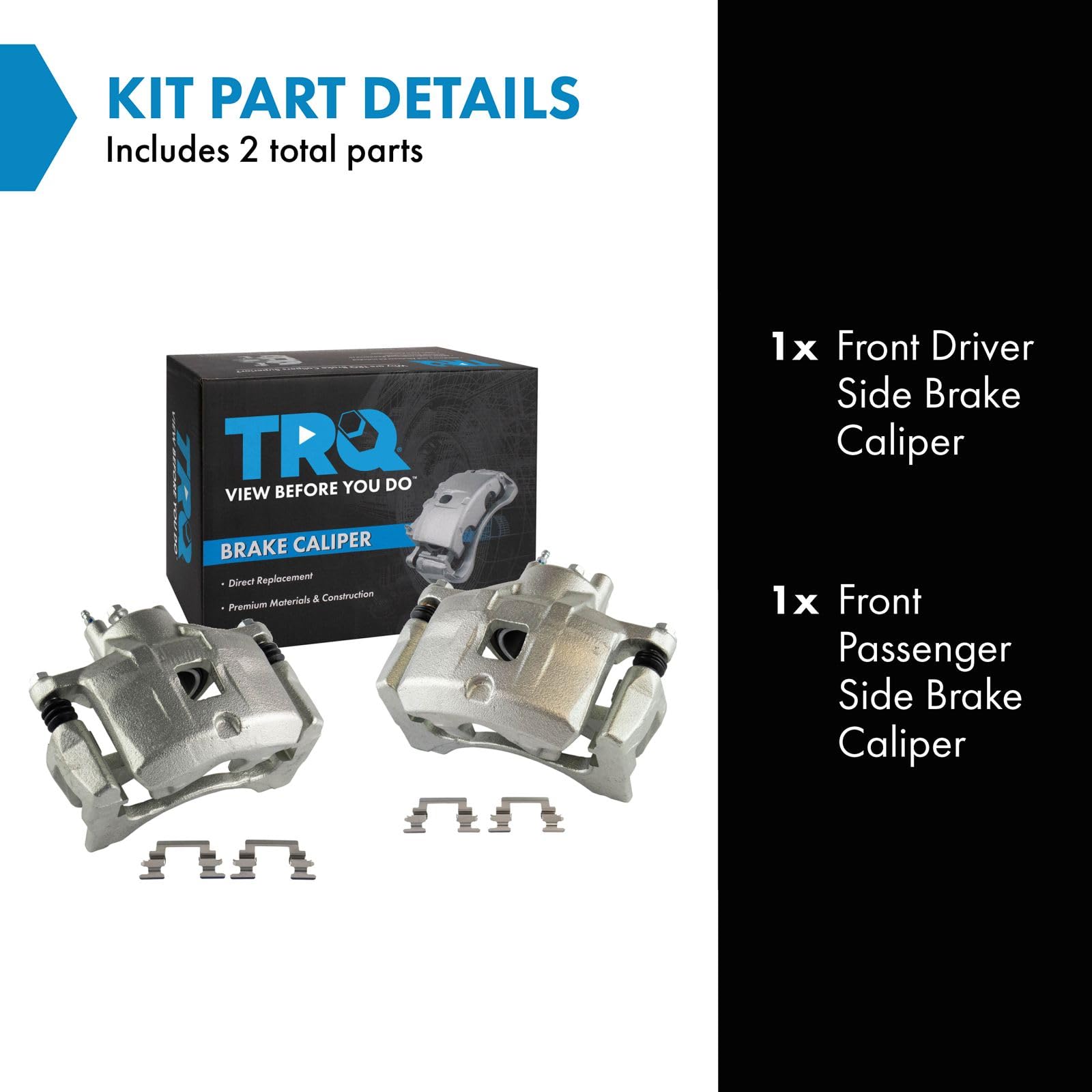 Trq Front Brake Caliper Set Compatible With 2011-2014 Chrysler 200 2007-2010 Sebring 2008-2014 Dodge Avenger 2007-2012 Caliber 2