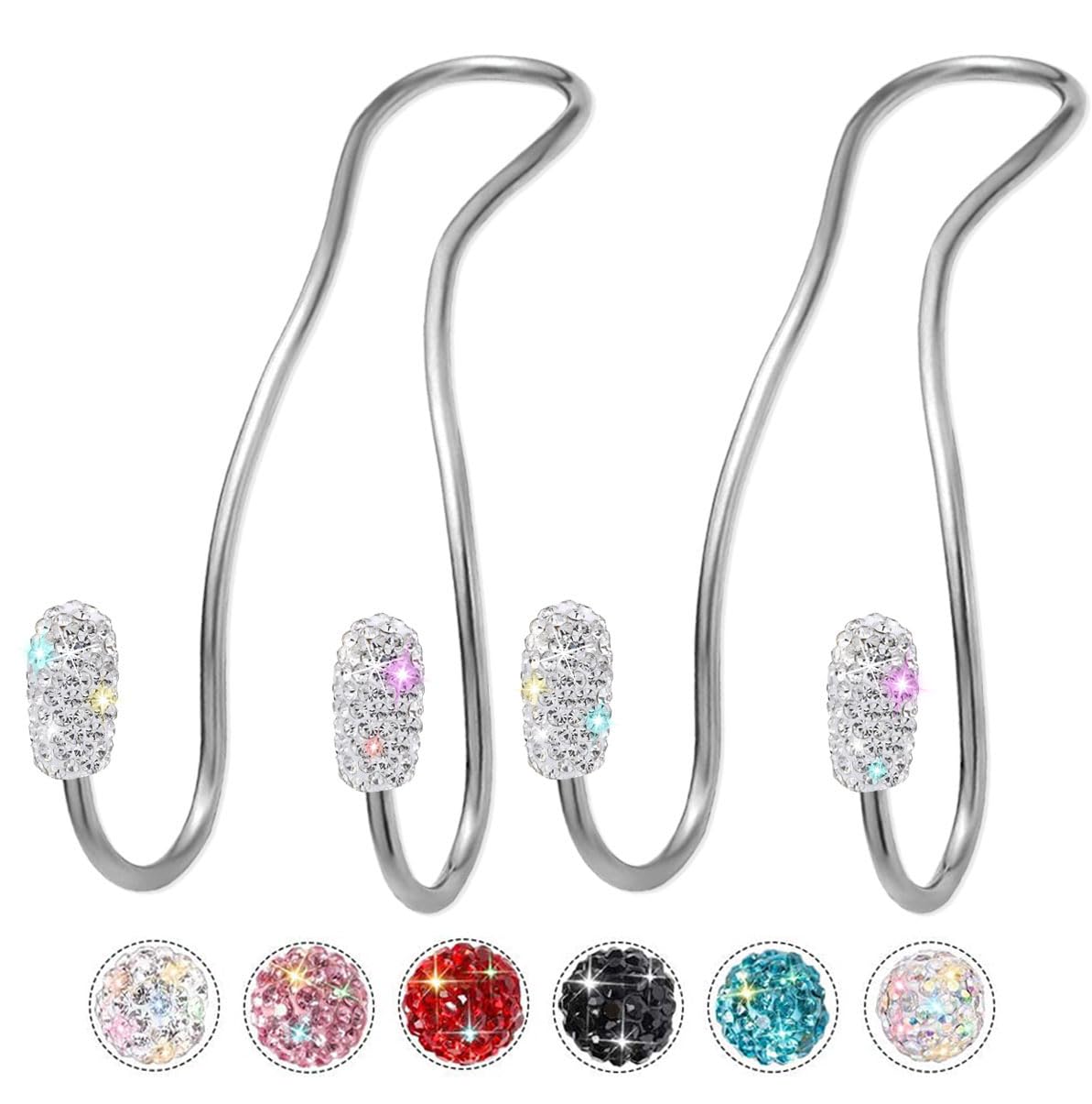Mtgocha Car Bag Hooks, Cute Rhinestone Car Seat Hooks Hanger, Universal Car Headrest Hook For Purse Bag Metal Car Purse Holder H