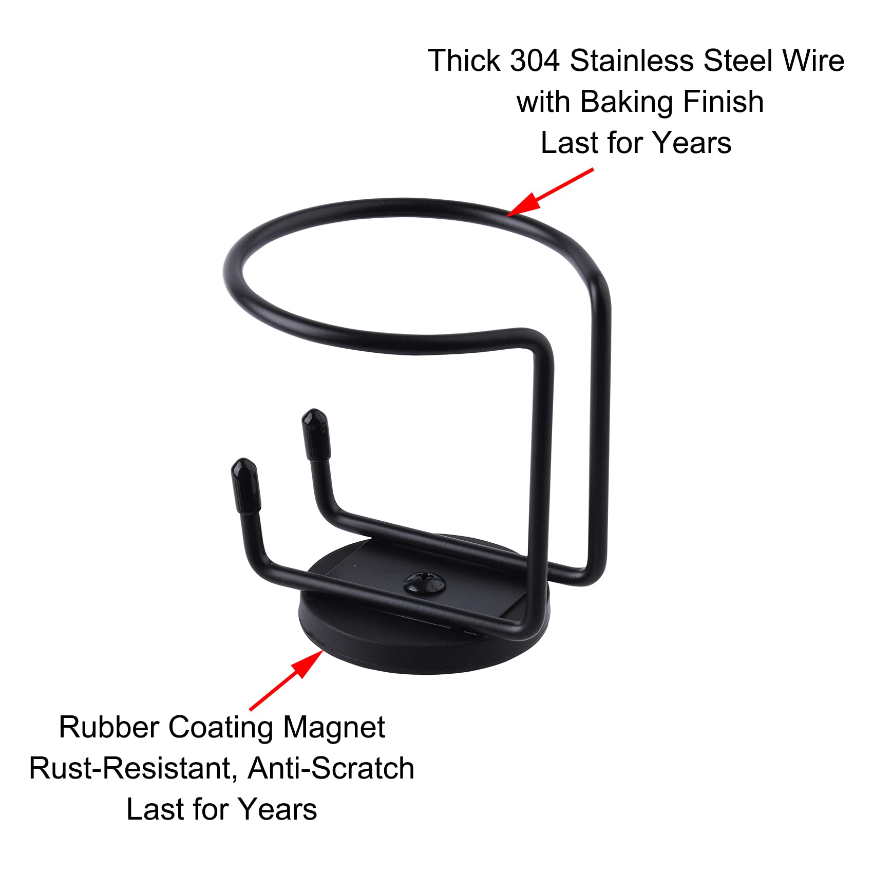 LEKUSHA Magnetic Cup Holder, Black Drink Holder for Tractor, Truck, Mower, Car, Treadmill - Horizontal Surface Mount, Pack of 2