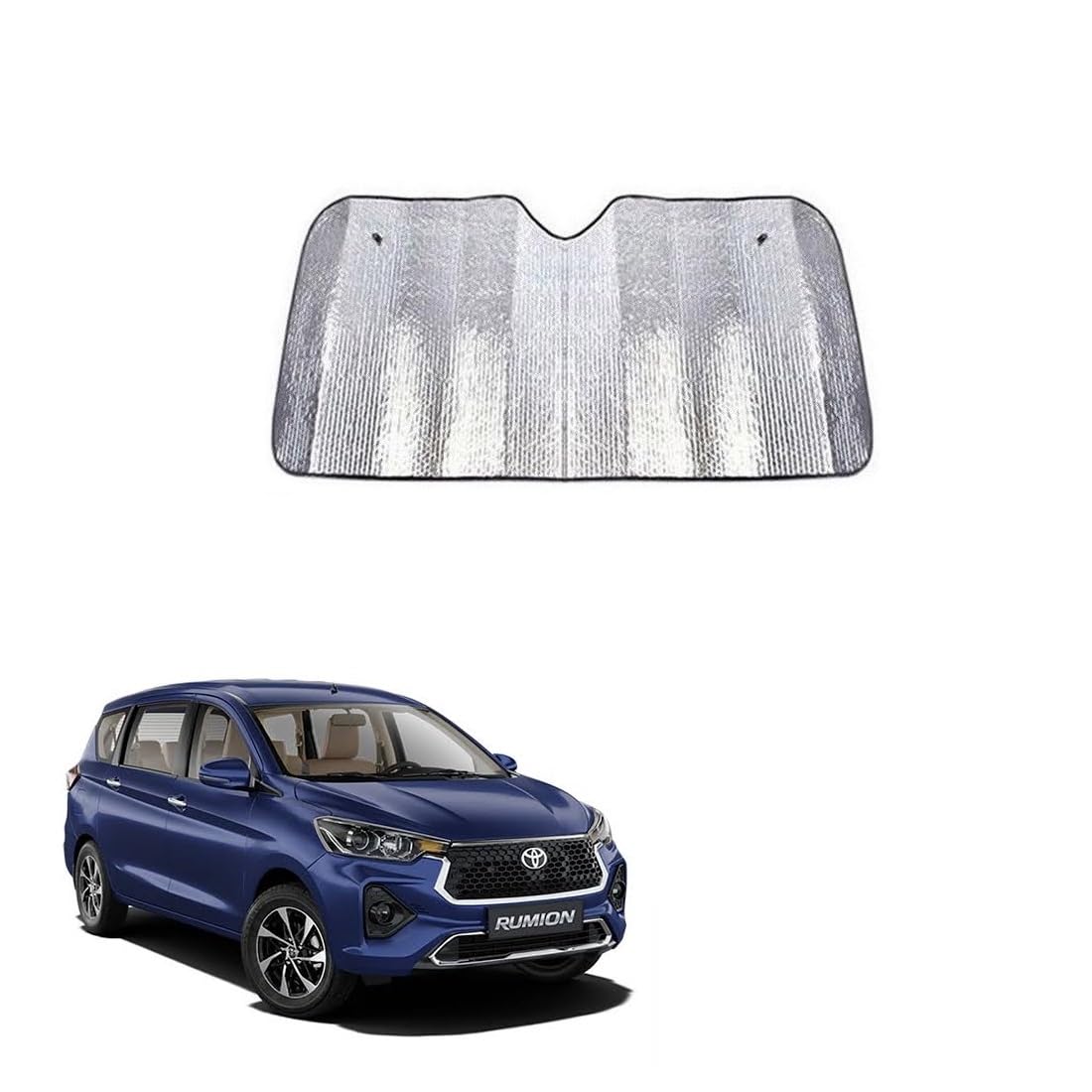 Car Windshield Silver Parking Foldable Sunshade for Heat Protection Useful on Front and Rear Windshield Glass Suitable for Rumio