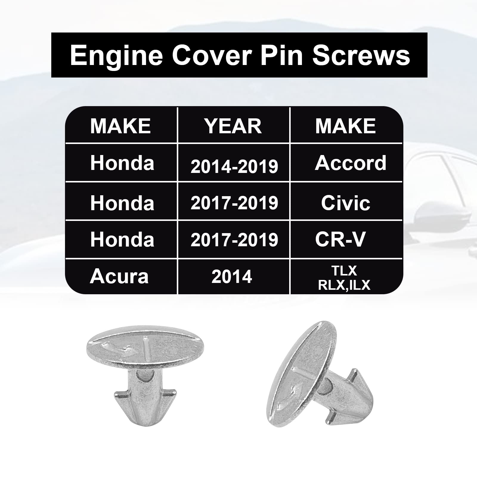 Lower Engine Cover Bolt Pin Screws, Radiator Engine Access Cover Pin And Lower Cover Bolt Lower Engine Cover Pin Screw Compatible With Honda Accord Civic Cr-V Acura 90674-Ty2-A01 90105-Tba-A00