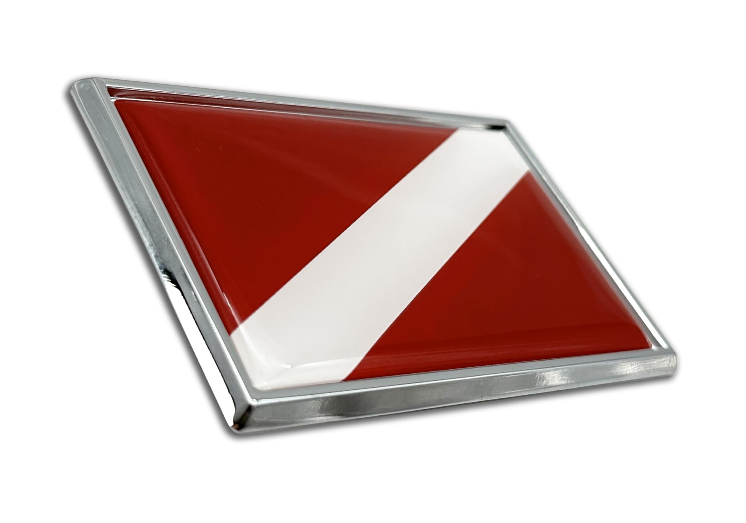 Elektroplate Premium Small Scuba Diver Down Flag All Metal Chrome Emblem For Cars | Universal Fit At 2.5 X 3.4 | Weatherproof