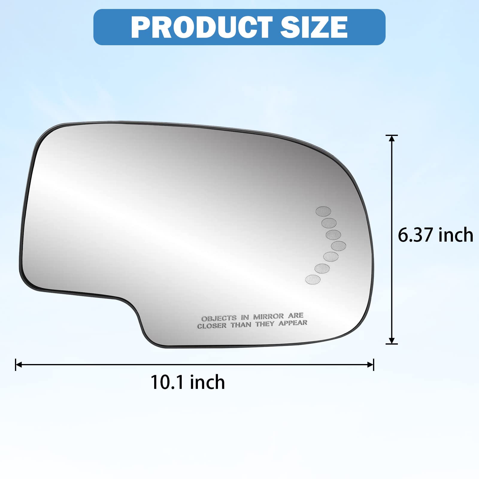 Exterior Passenger Side Heated Mirror Glass Replacement For 2003-2007 Cadillac Escalade, Chevrolet Avalanche, Silverado, Suburba