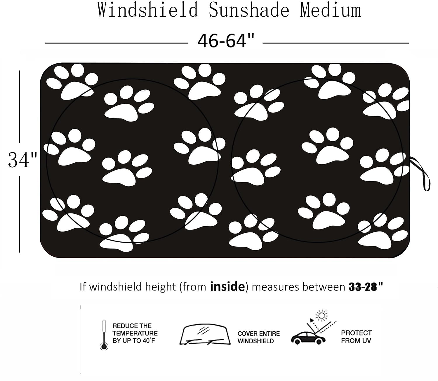 [2025 Upgrade]Windshield Sun Shades, Cute Dog Paw Pattern Sunshade For Car Suv Truck,Keep The Vehicle Cool,Easy To Use Protect T