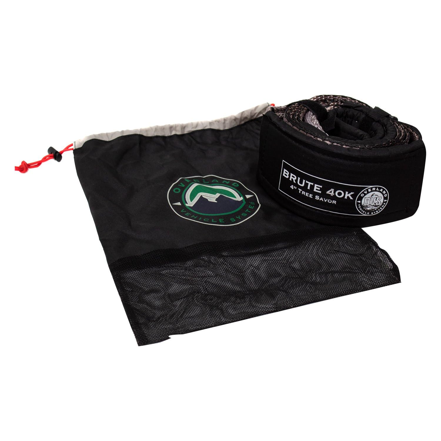 Overland Vehicle Systems Tow Strap 40,000 Lb. 4' X 8' Gray With Black Ends & Storage Bag Universal - 40,000 Lb. Breaking Strength - For Use In Automotive Recovery And Towing