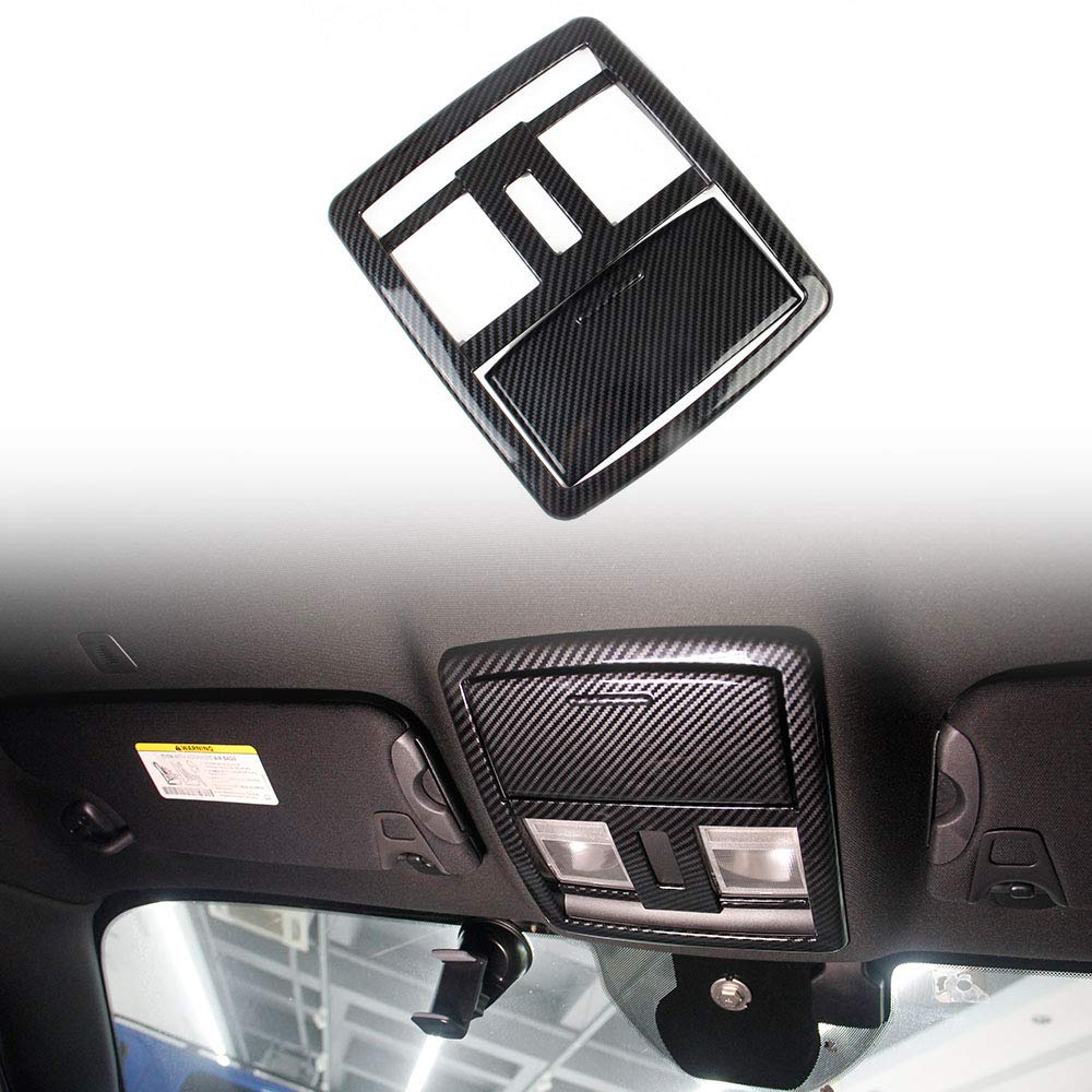 Jstotrim Carbon Fiber Roof Reading Light Lamp Cover Trim Kit For Dodge Challenger 2008-2023