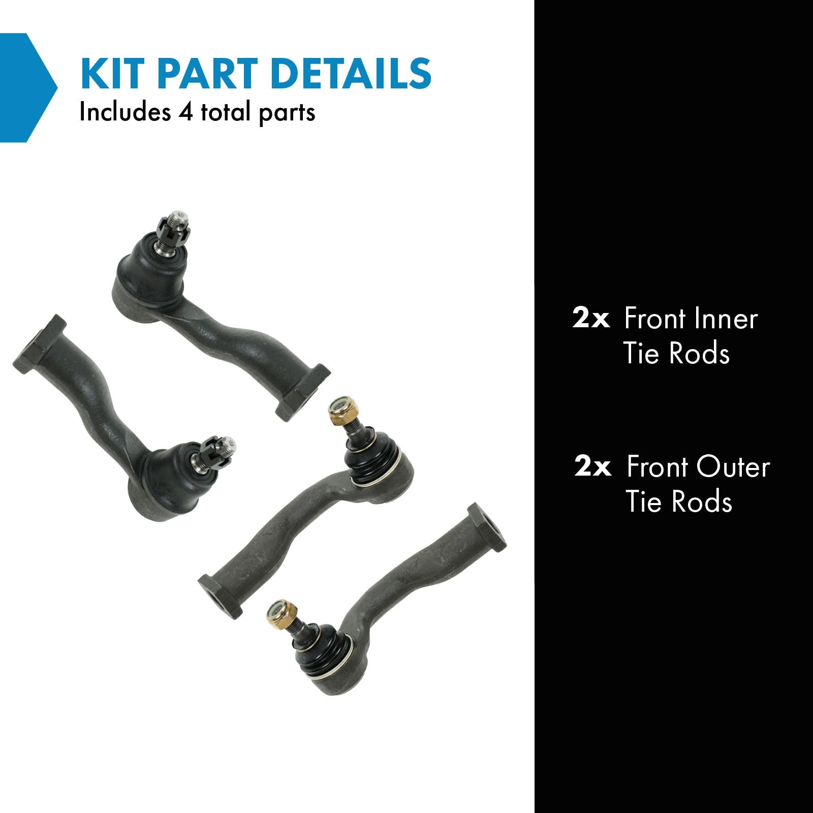 Trq Front Tie Rod Set Compatible With 1995-2002 Kia Sportage
