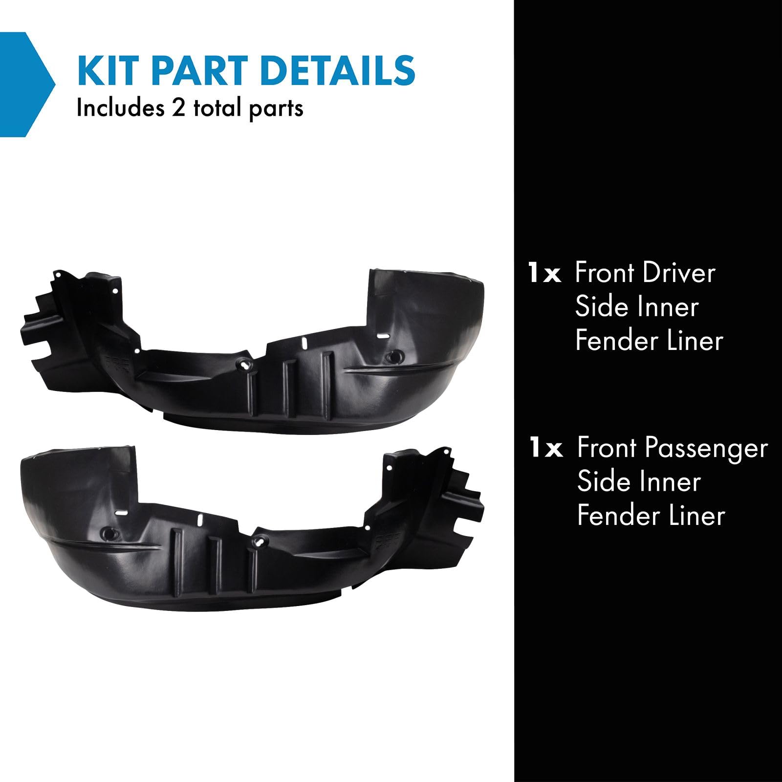 Trq Front Inner Fender Liner Set Compatible With 1997-2001 Jeep Cherokee Ch1248105 Ch1249105