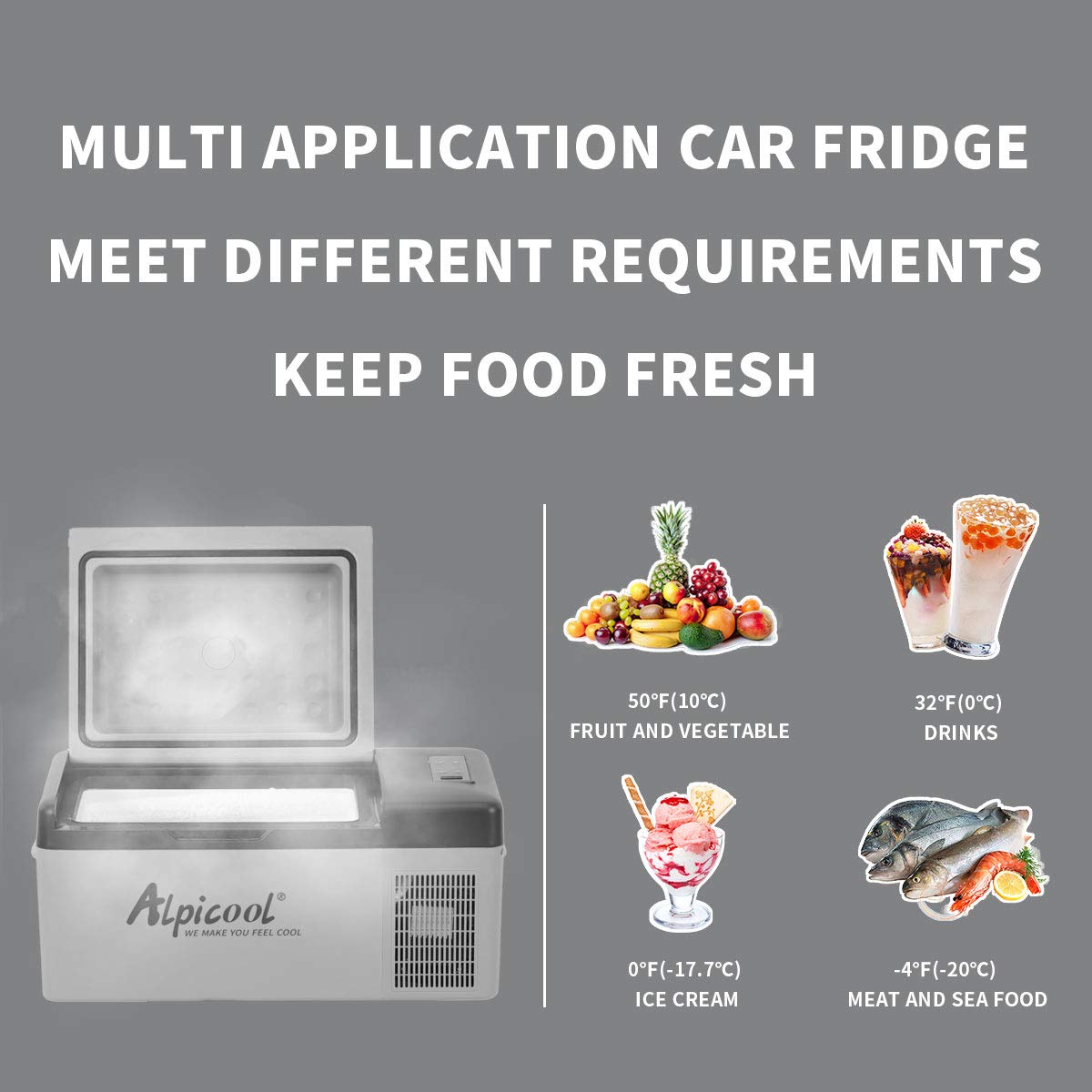 Alpicool C15 Portable Car Freezer,12 Volt Refrigerator, 16 Quart (15 Liter) Fast Cooling 12V Car Fridge -4?~68?, Car Cooler, 12/