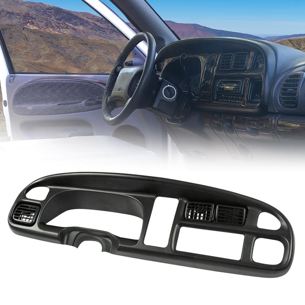 Pit66 Dash Board Bezel Cover Compatible With 1998 1999 2000 2001 2002 Dodge Ram 1500 2500 3500 Instrument Panel Cover W/Vents