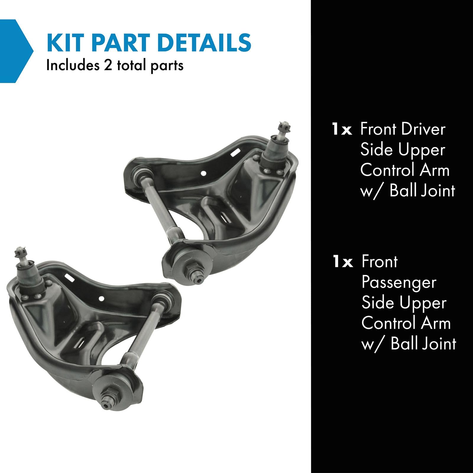 Trq Front Upper Control Arm With Ball Joint Set Compatible With 78-87 Buick 78-05 Chevrolet 78-03 Gmc 96-00 Isuzu 78-88 Oldsmobi
