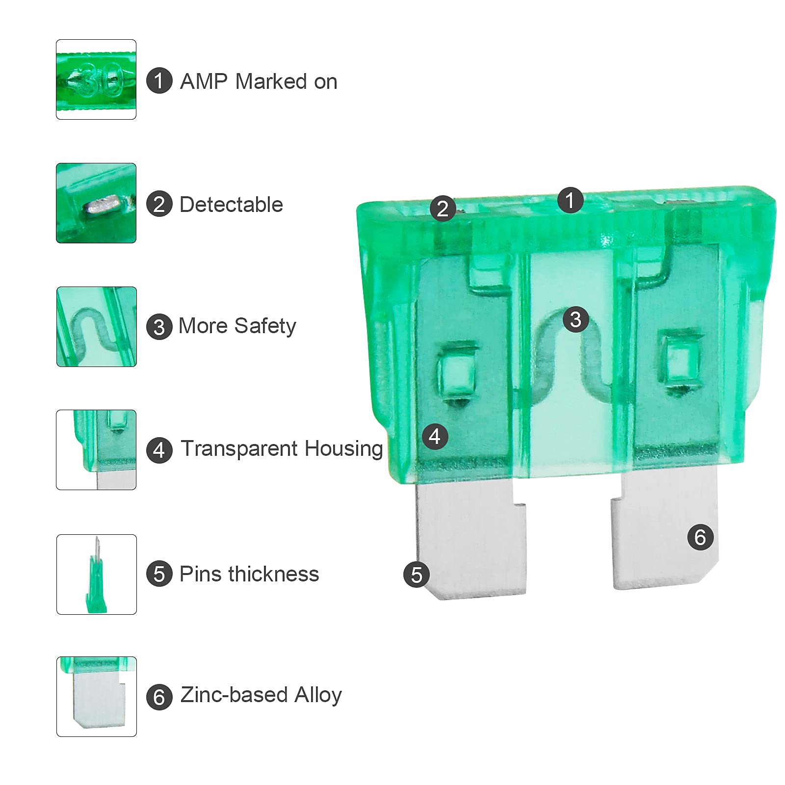 100Pcs Car Fuse Kit - Replacement Auto Rv Fuses Assortment Kit For Car/Rv/Truck/Motorcycle(5A 7.5A 10A 15A 20A 25A 30A 35A 40A 5