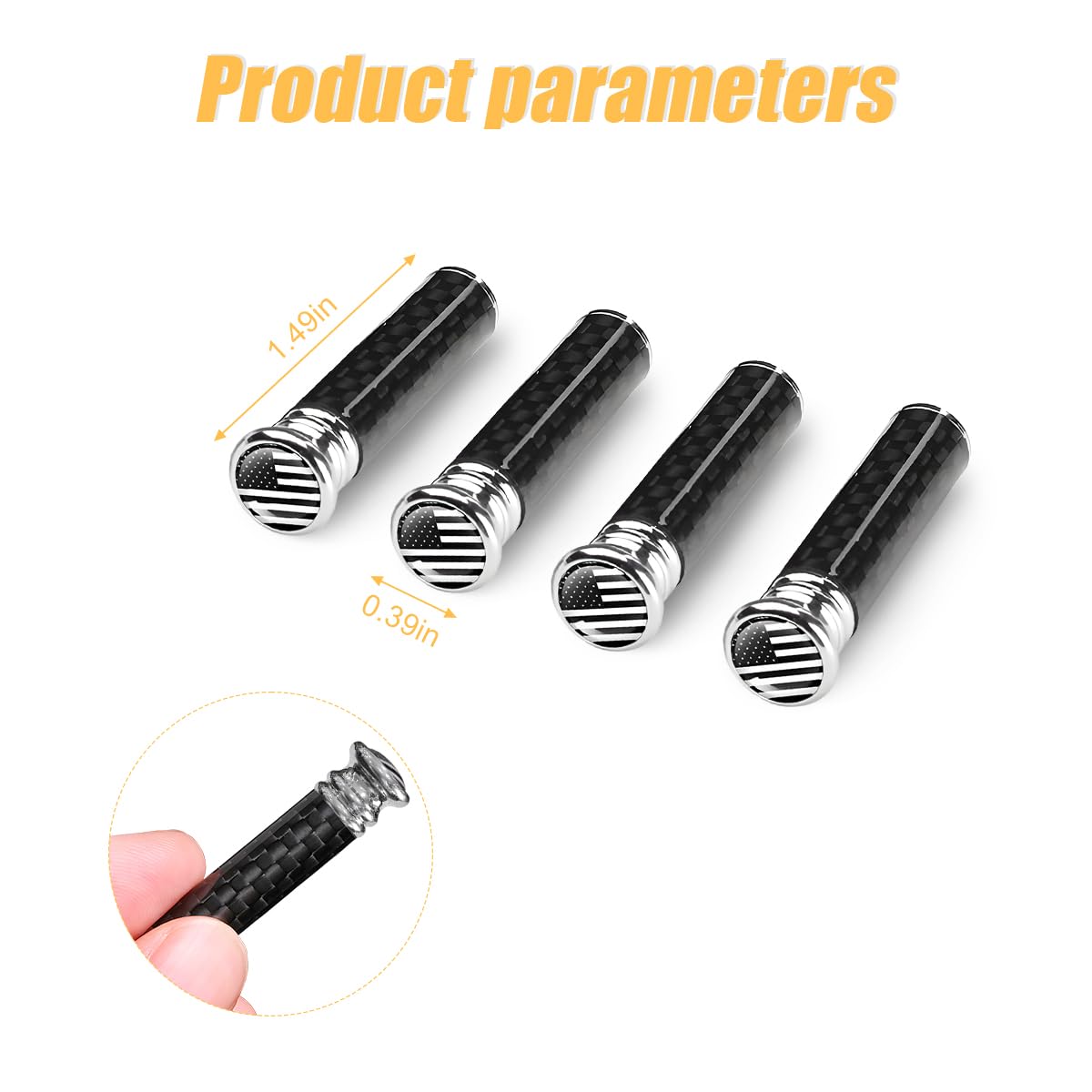 Moly Magnolia 4Pcs Car Door Lock Knobs, American Flag Carbon Fiber Door Lock Pin Cover, Decorative Modification Door Lock Bolt P