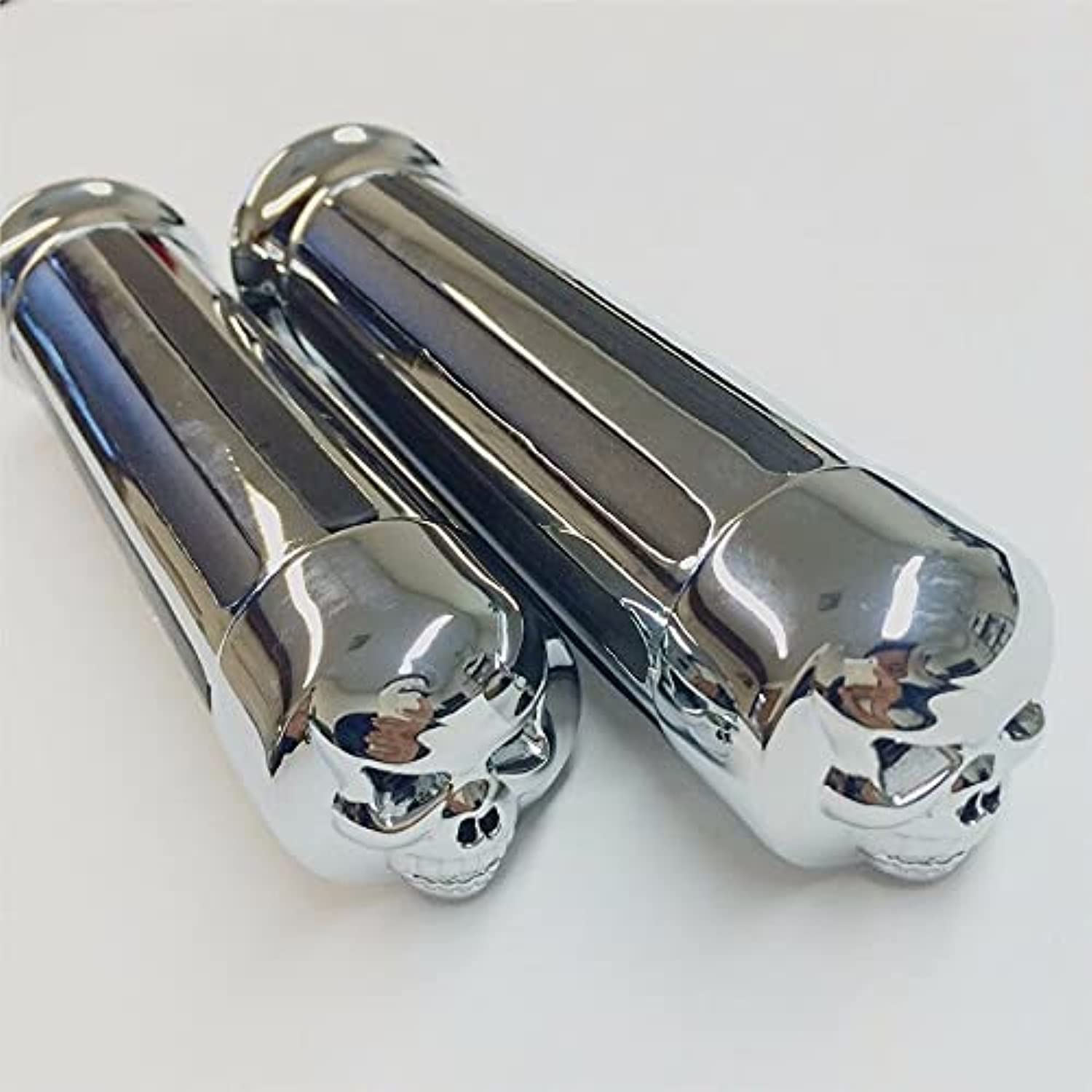 HTTMT MT080-25-CD Chrome Skull Zombie Style Hand Grips 1 inch 25mm Handlebar Compatible with Harley XL 883 Hugger Sportster Crui