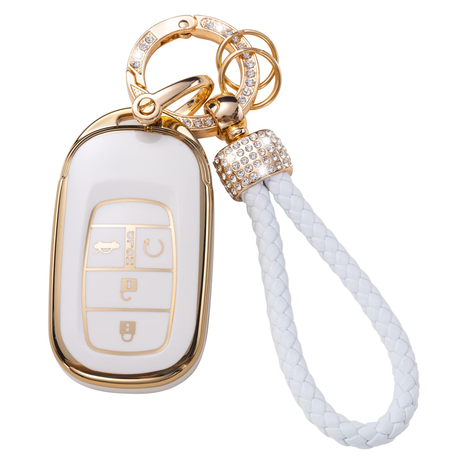 Gematay For Honda Key Fob Cover With Keychain Lanyard, Soft Tpu Key Fob Protector Compatible With 2022 Honda Accord Civic Crv Pi